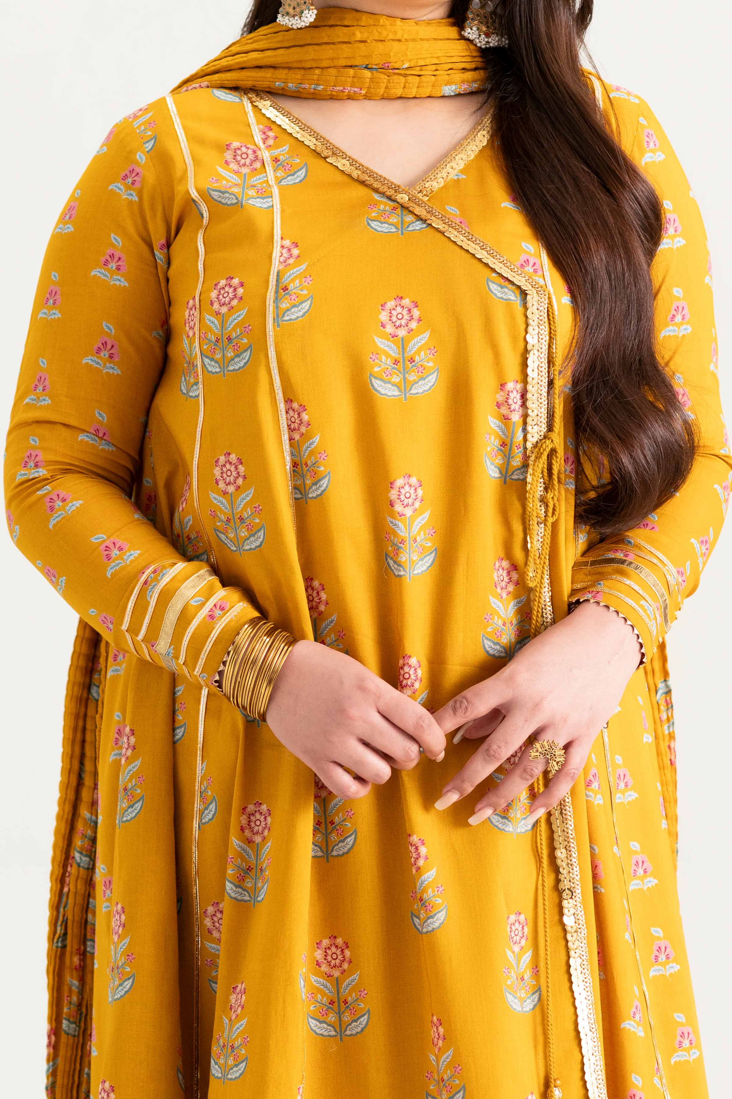 NishatUK - Mustard Printed Lawn 3-piece ready to wear Suit