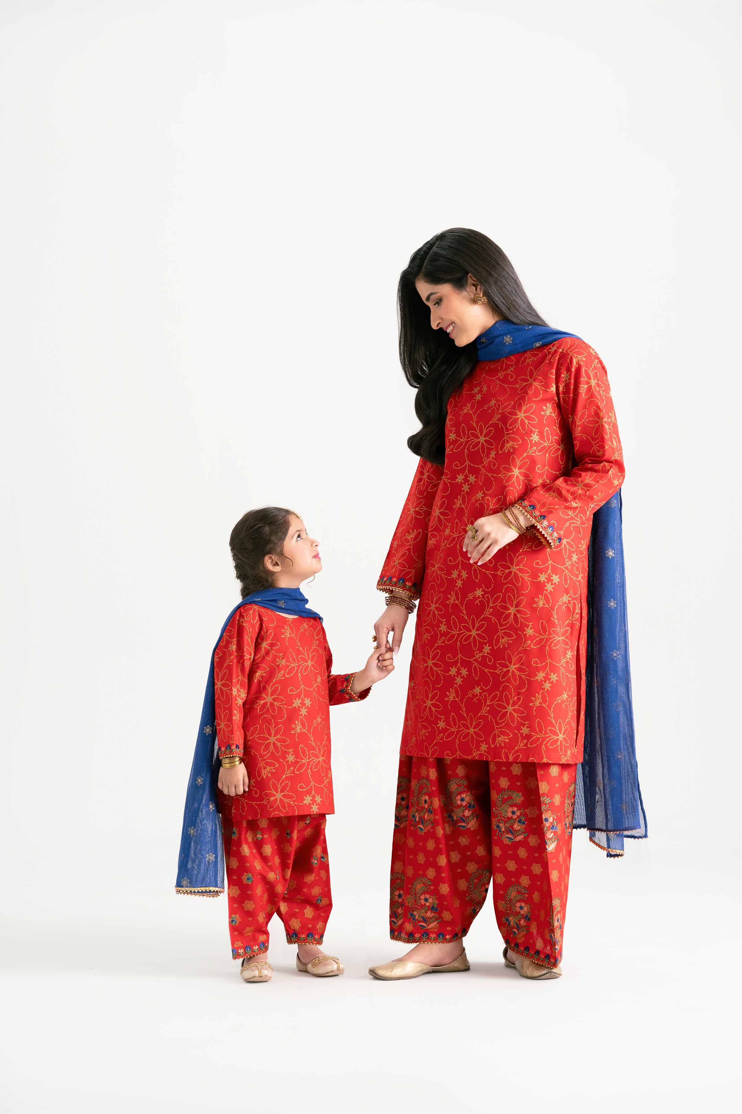 NishatUK - Red Embroidered  Lawn 3-piece ready to wear Suit