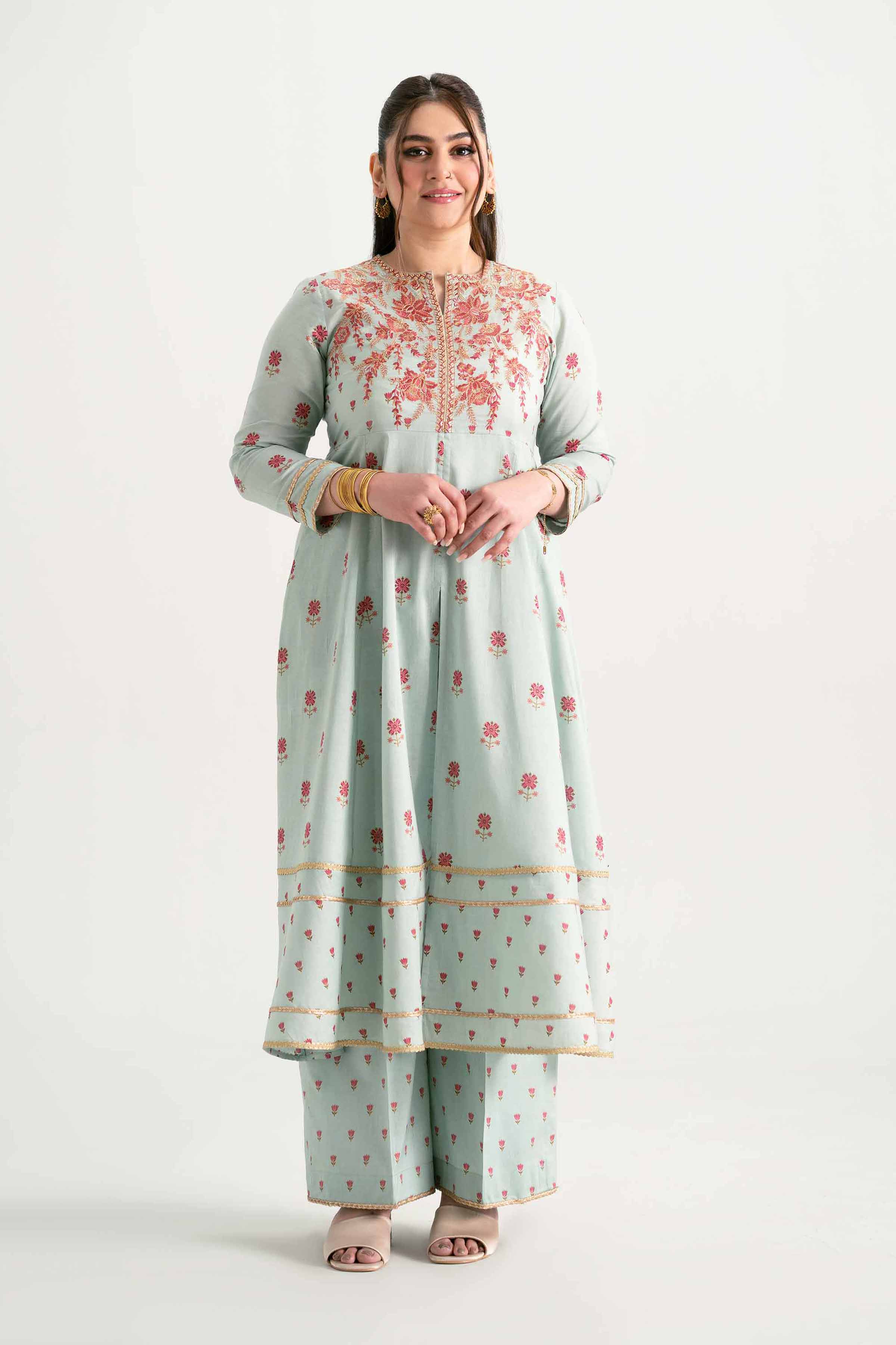 NishatUK - Aqua Embroidered  Lawn 2-piece ready to wear Dress
