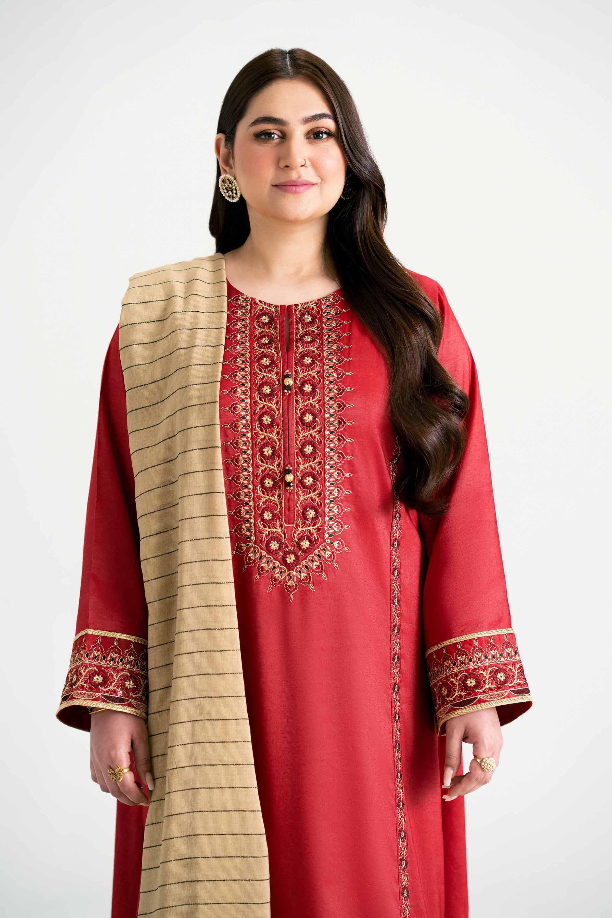 NishatUK - Ivory Embroidered   Nylon Viscose 3-piece ready to wear Suit