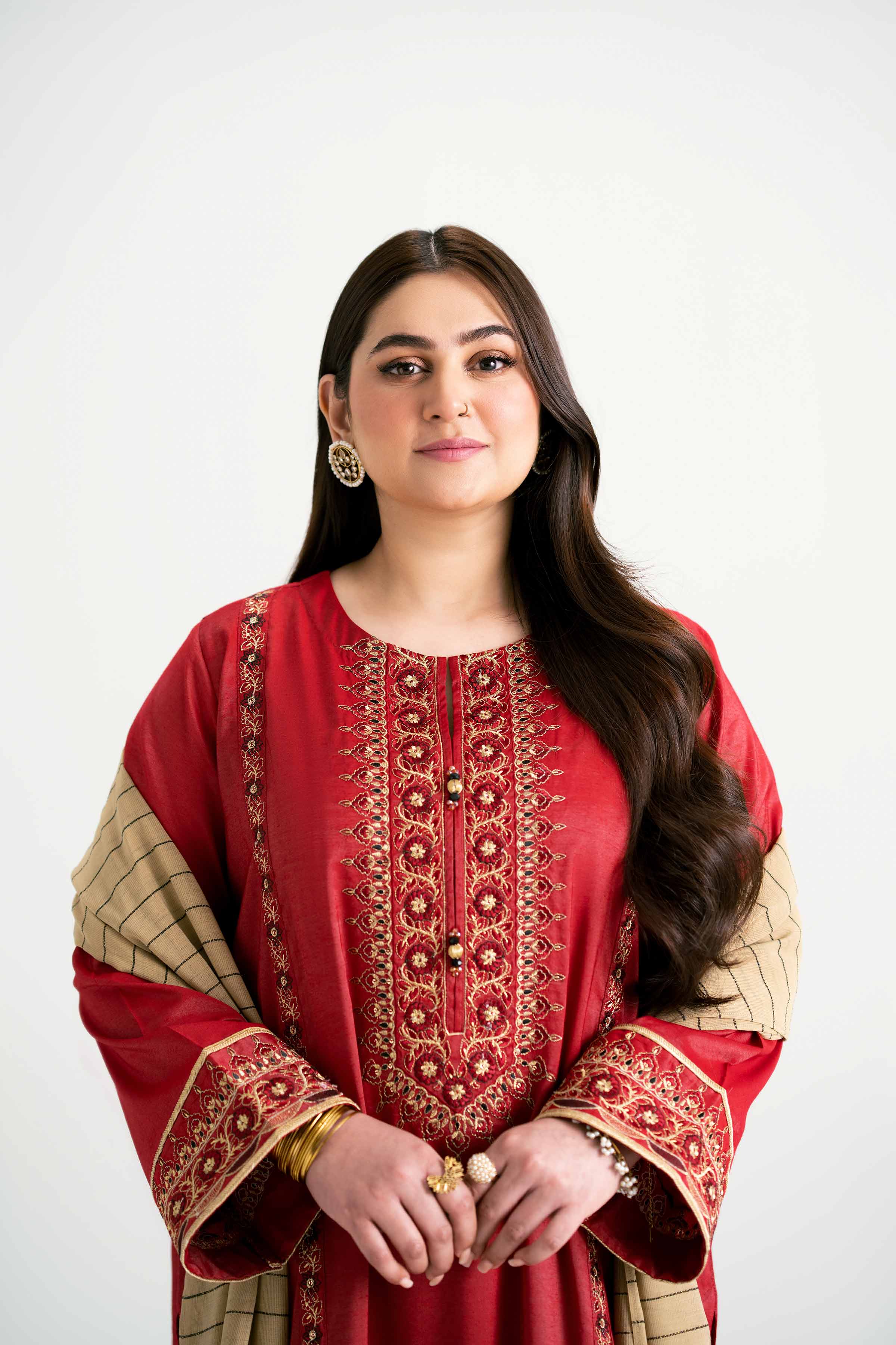 NishatUK - Ivory Embroidered   Nylon Viscose 3-piece ready to wear Suit