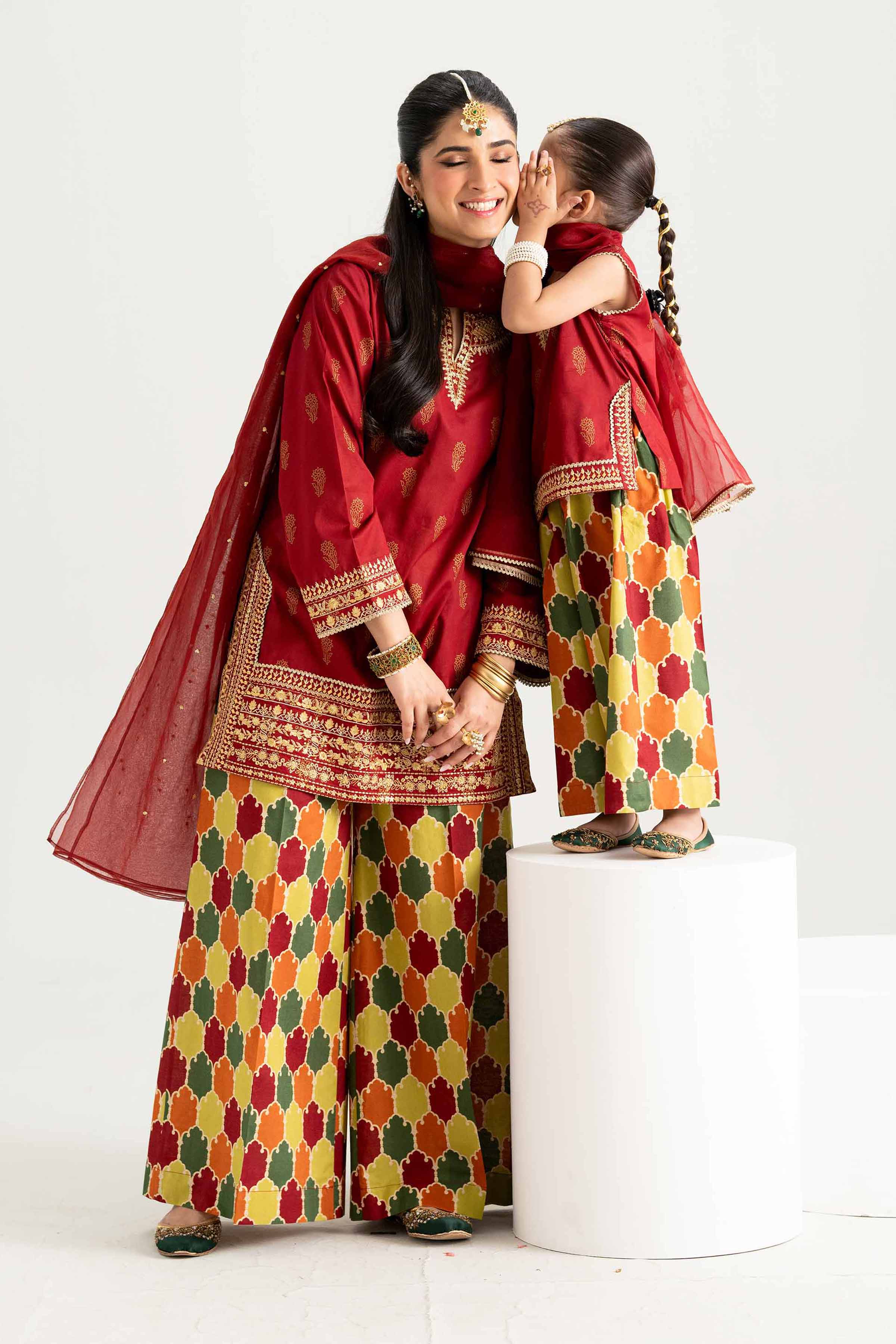 NishatUK - Maroon Embroidered  Lawn 3-piece ready to wear Suit