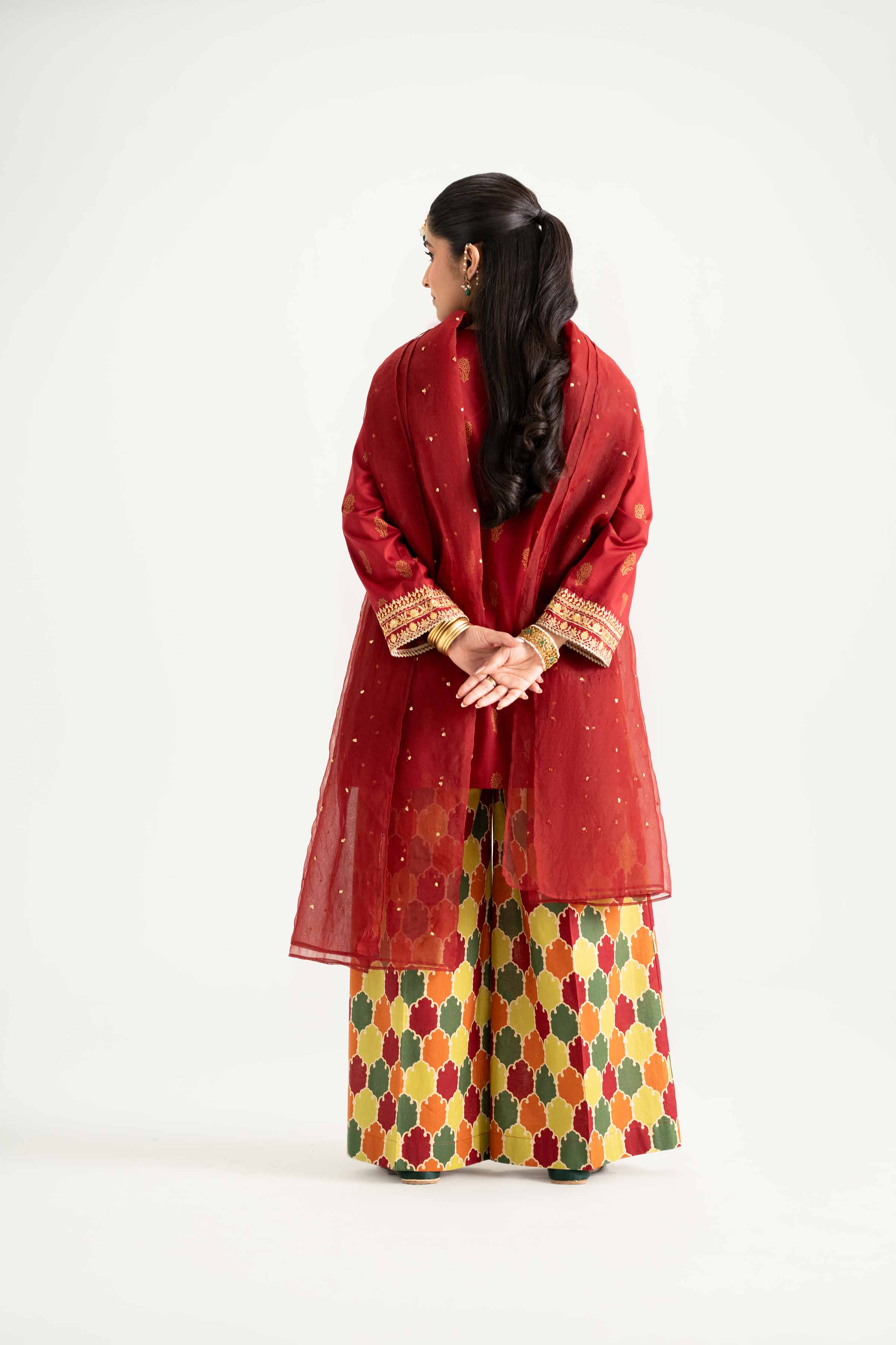 NishatUK - Maroon Embroidered  Lawn 3-piece ready to wear Suit