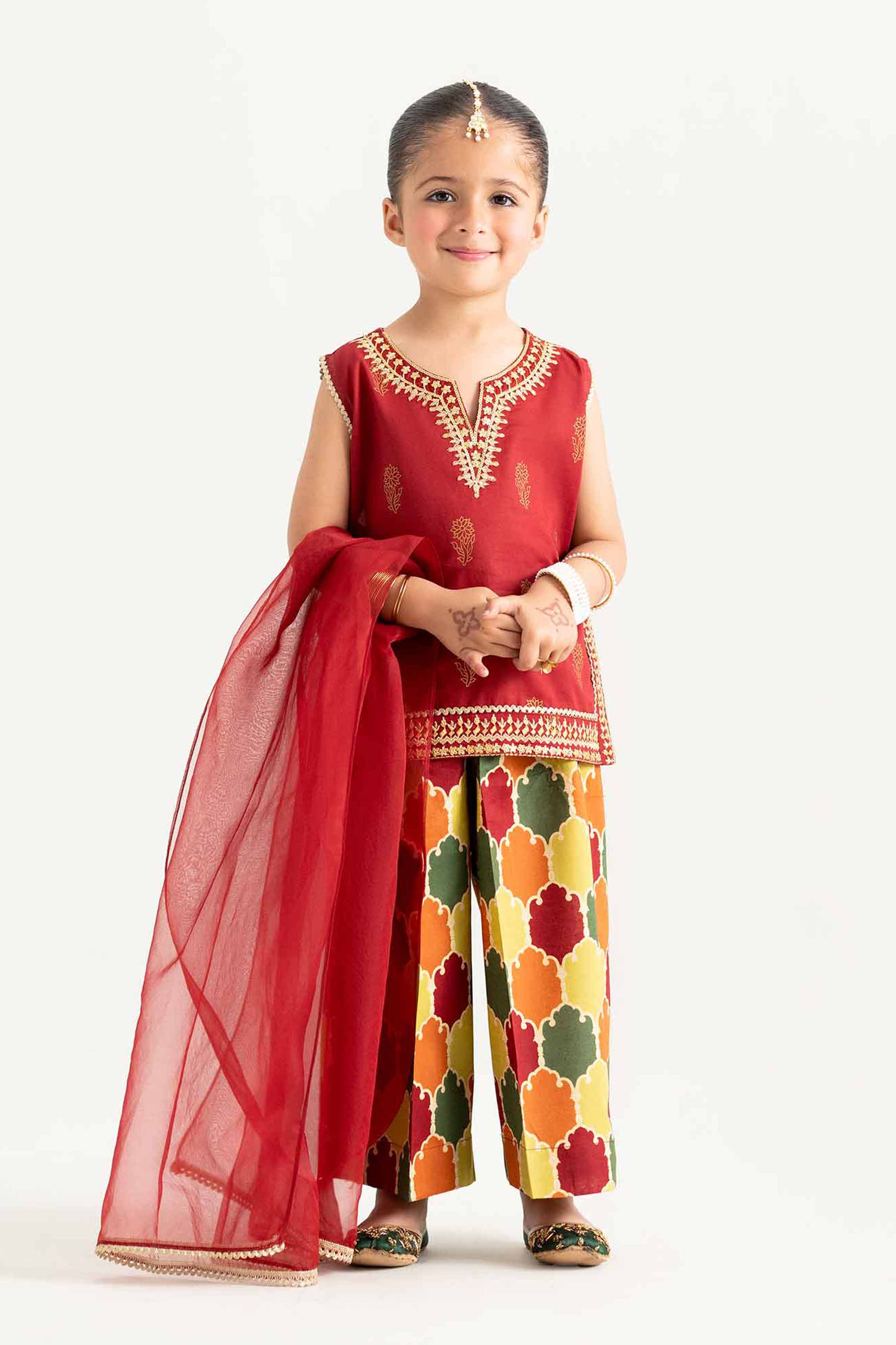 NishatUK - Maroon Embroidered  Lawn 3-piece ready to wear Suit