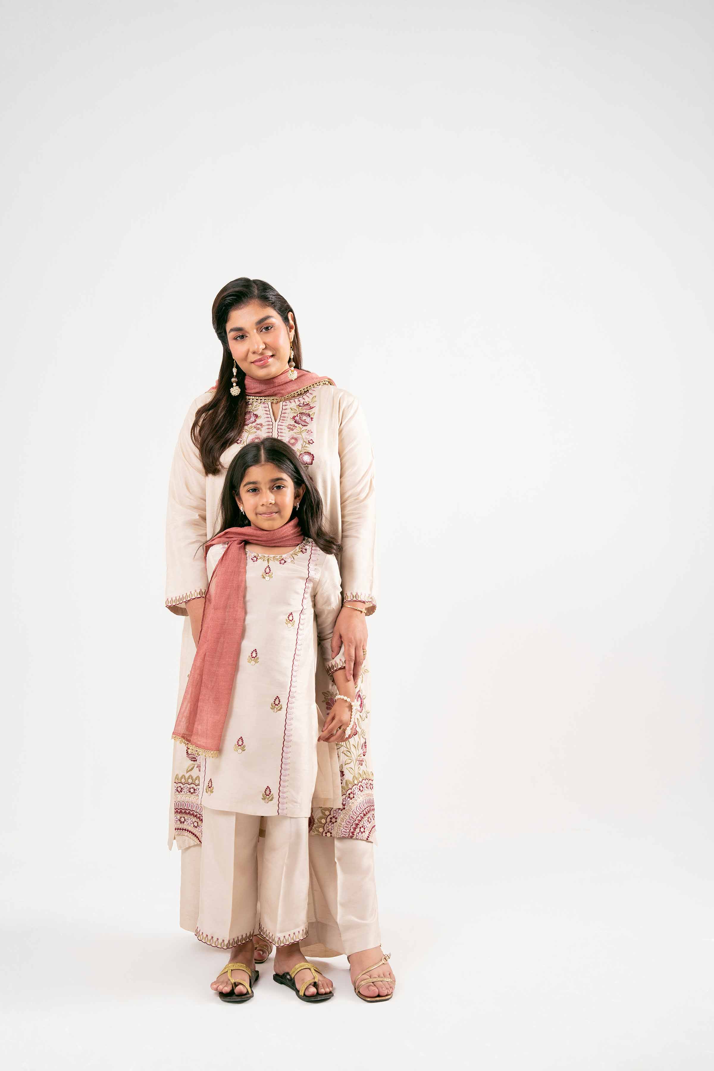 NishatUK - Beige Embroidered  Silk 3-piece ready to wear Suit