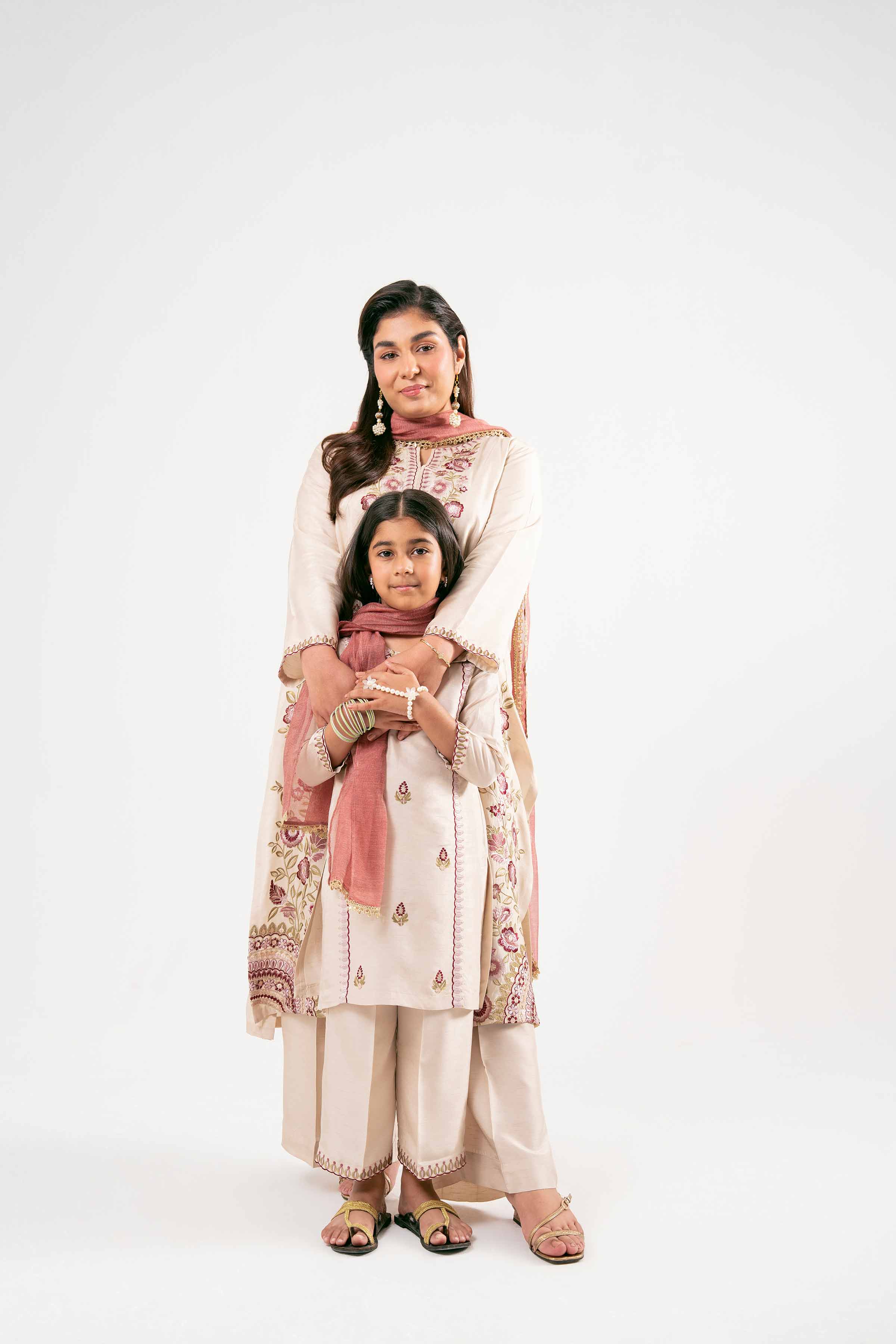 NishatUK - Beige Embroidered  Silk 3-piece ready to wear Suit