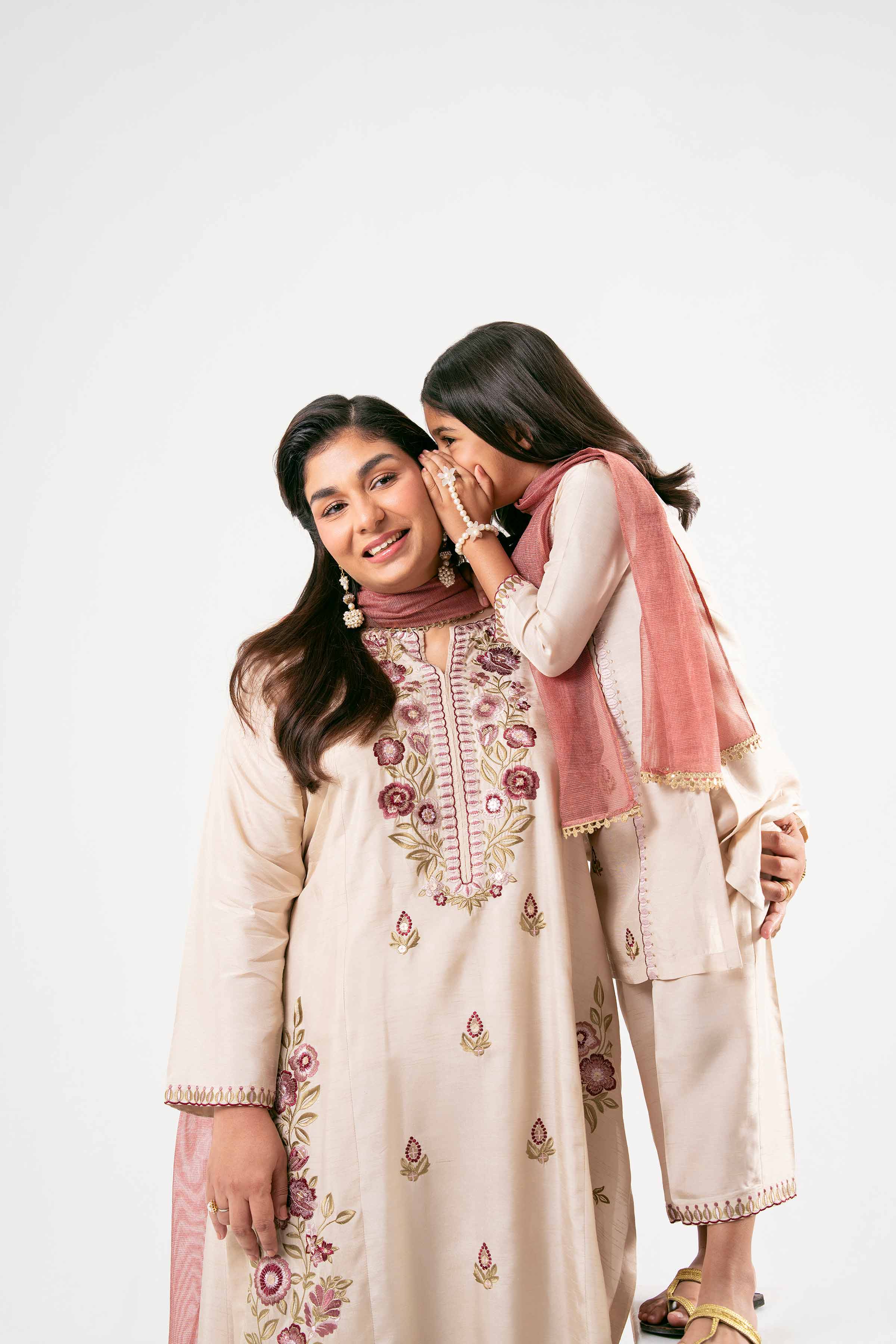 NishatUK - Beige Embroidered  Silk 3-piece ready to wear Suit