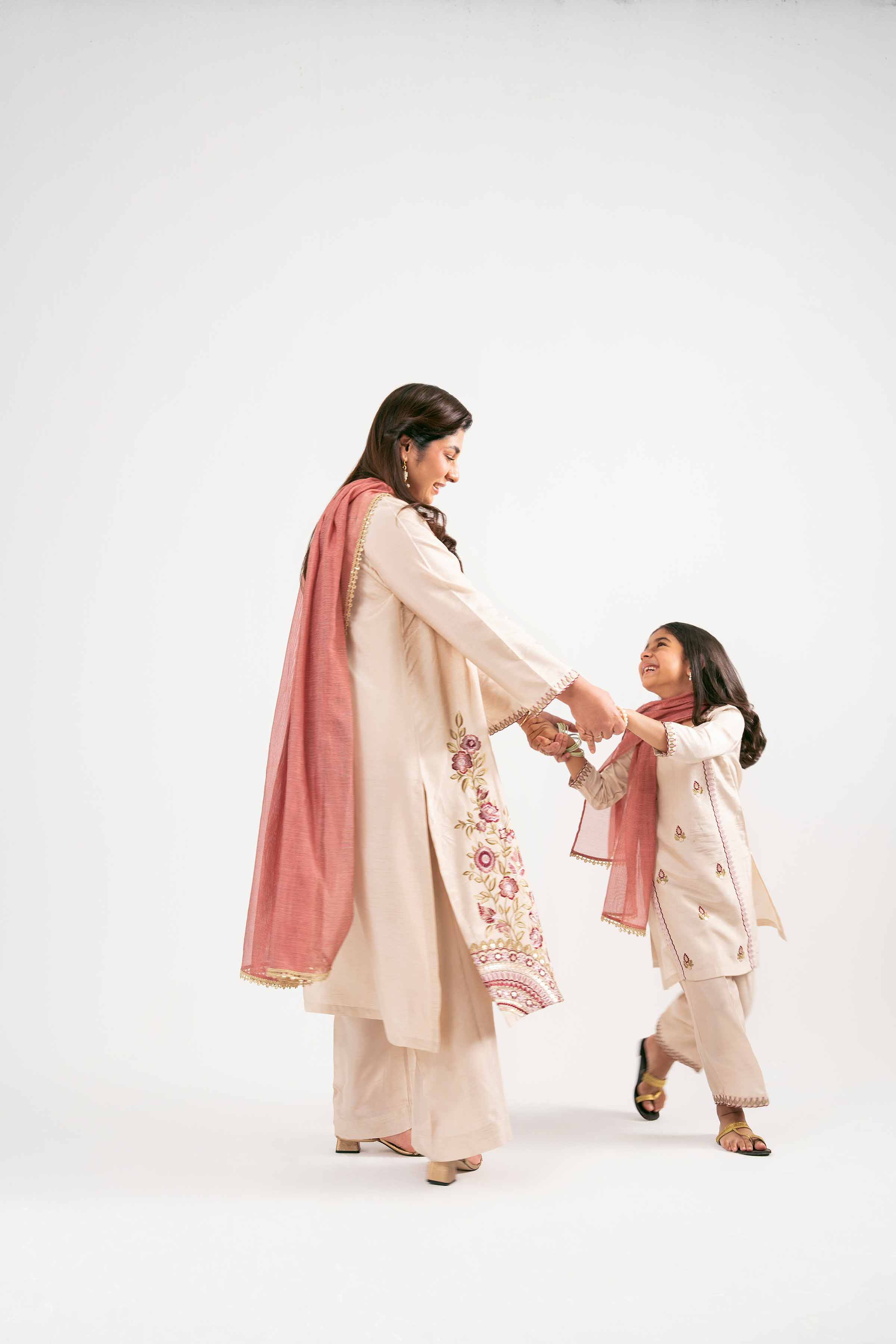 NishatUK - Beige Embroidered  Silk 3-piece ready to wear Suit