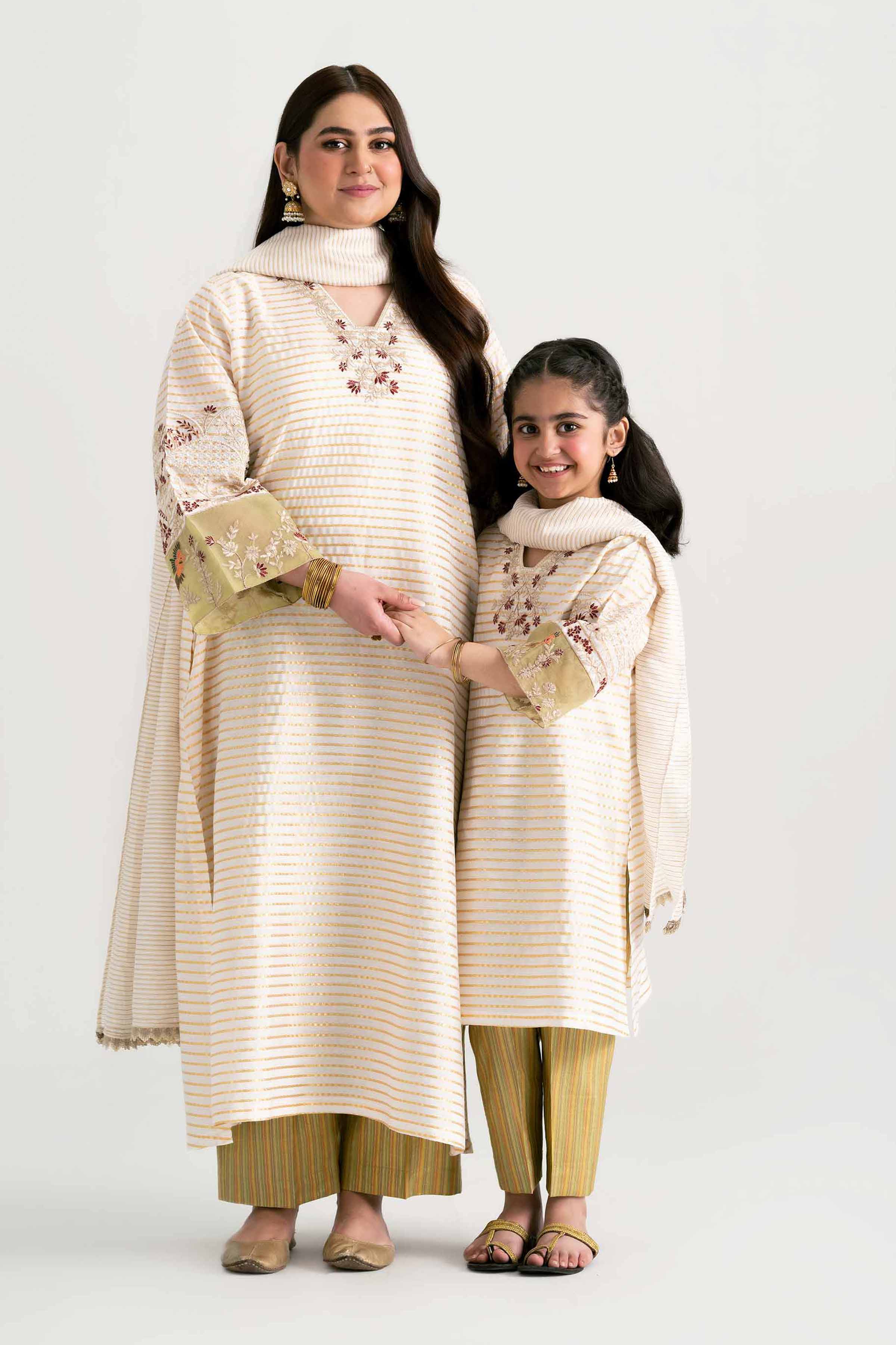 NishatUK - Off White Embroidered  Cotton 3-piece ready to wear Suit
