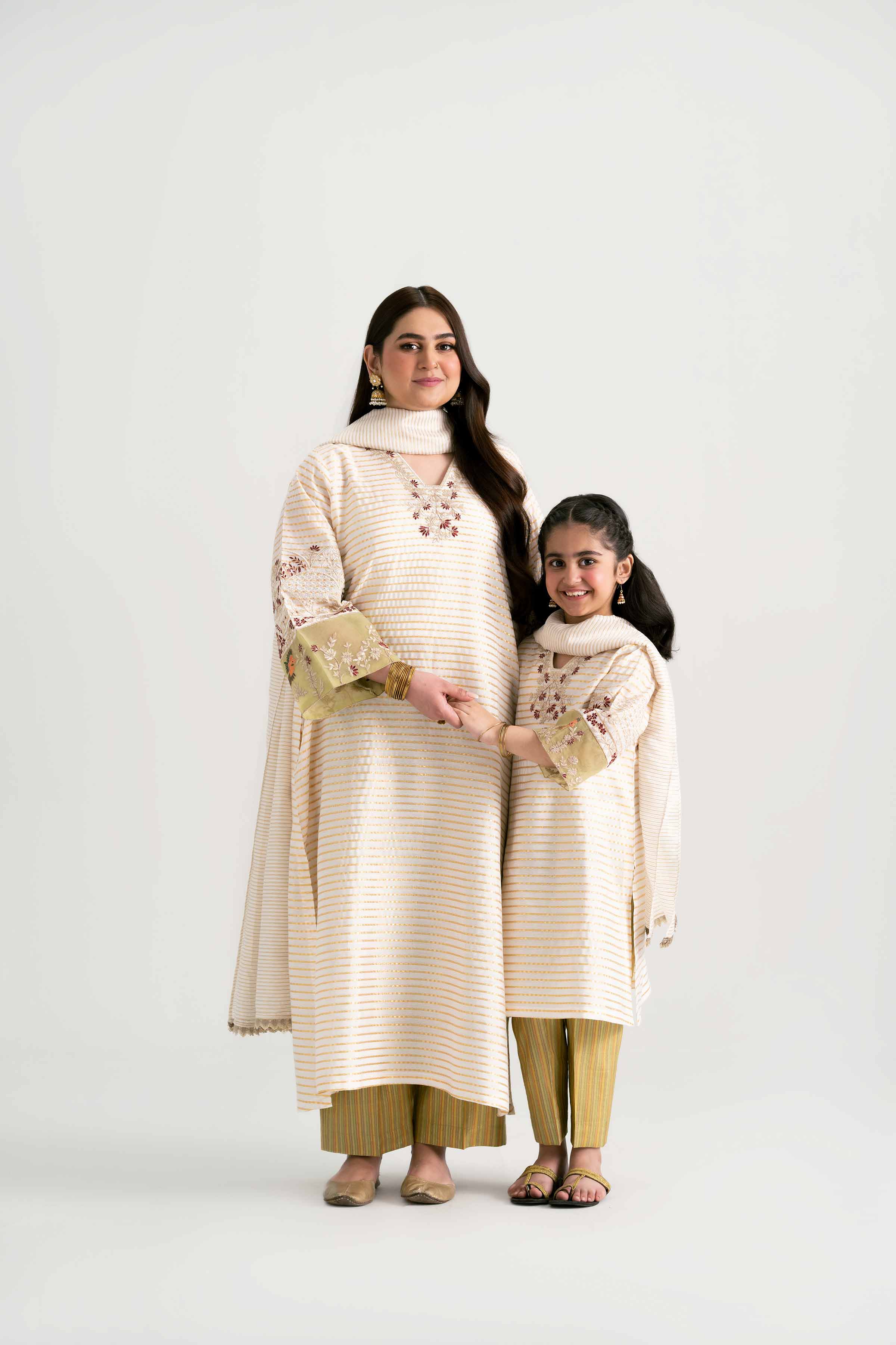 NishatUK - Off White Embroidered  Cotton 3-piece ready to wear Suit