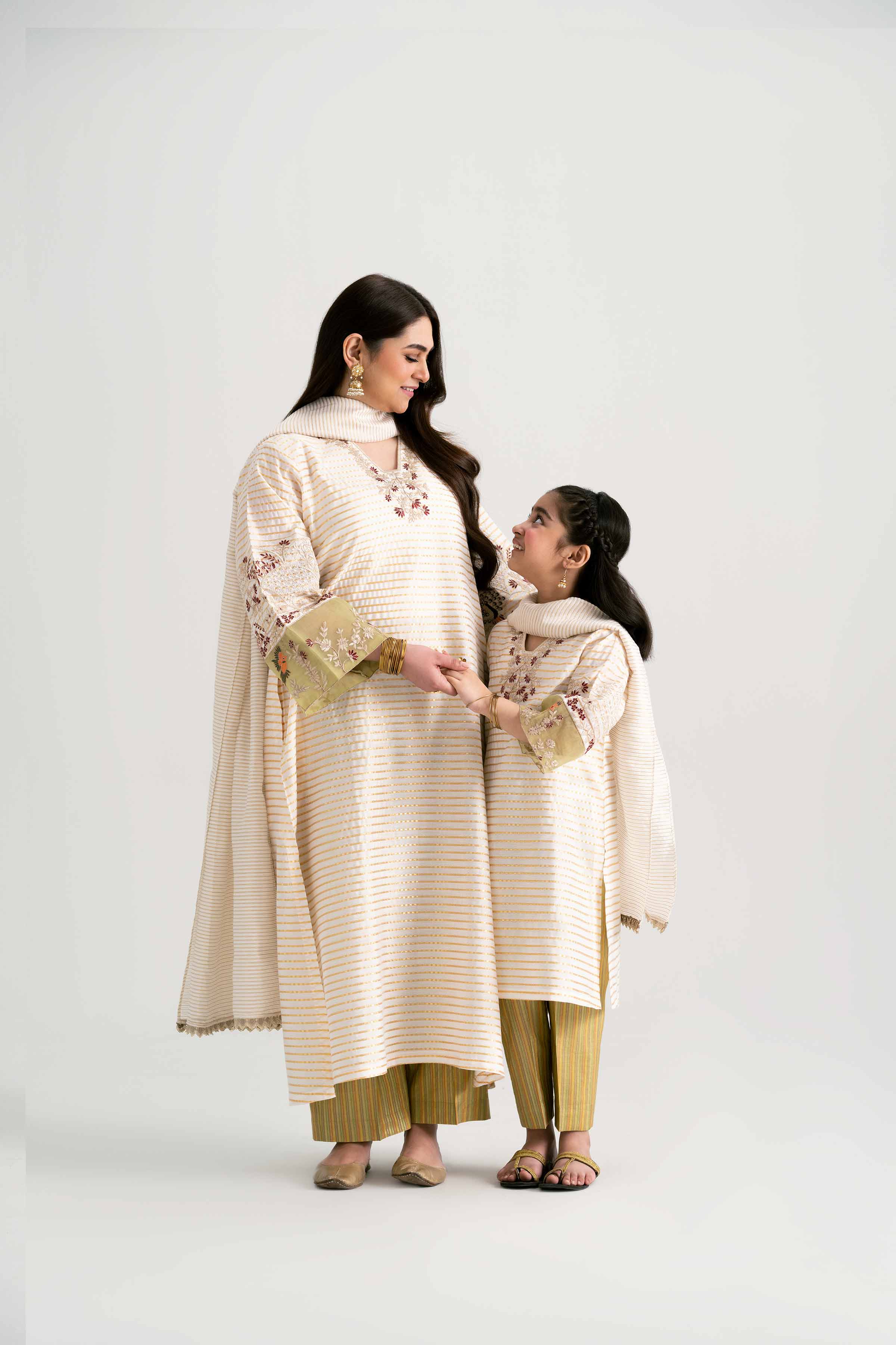 NishatUK - Off White Embroidered  Cotton 3-piece ready to wear Suit