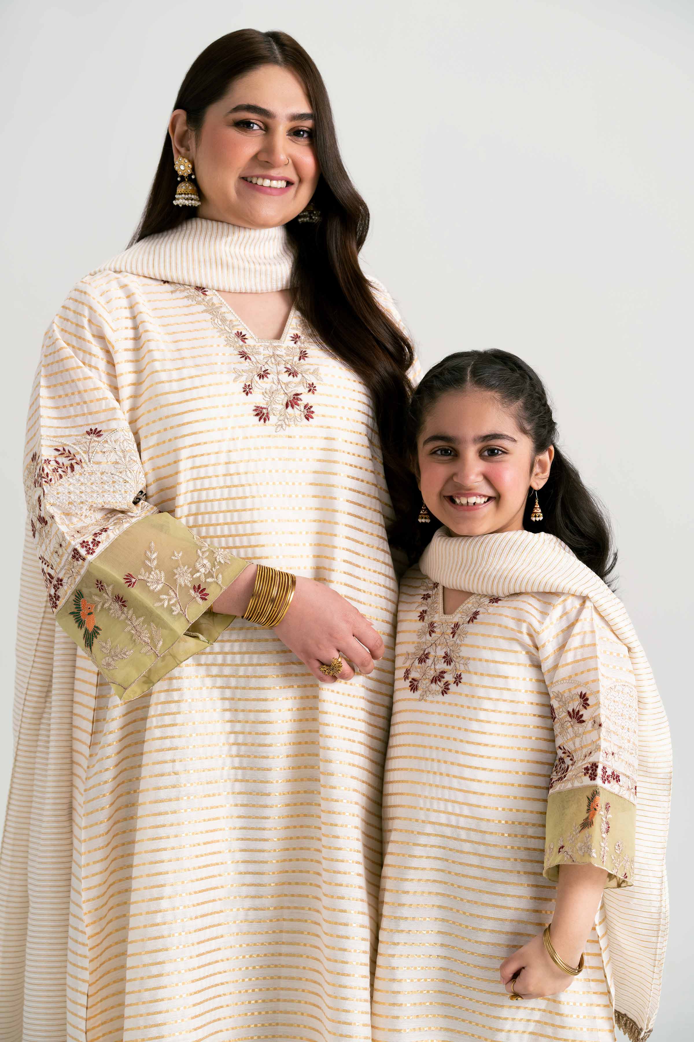 NishatUK - Off White Embroidered  Cotton 3-piece ready to wear Suit
