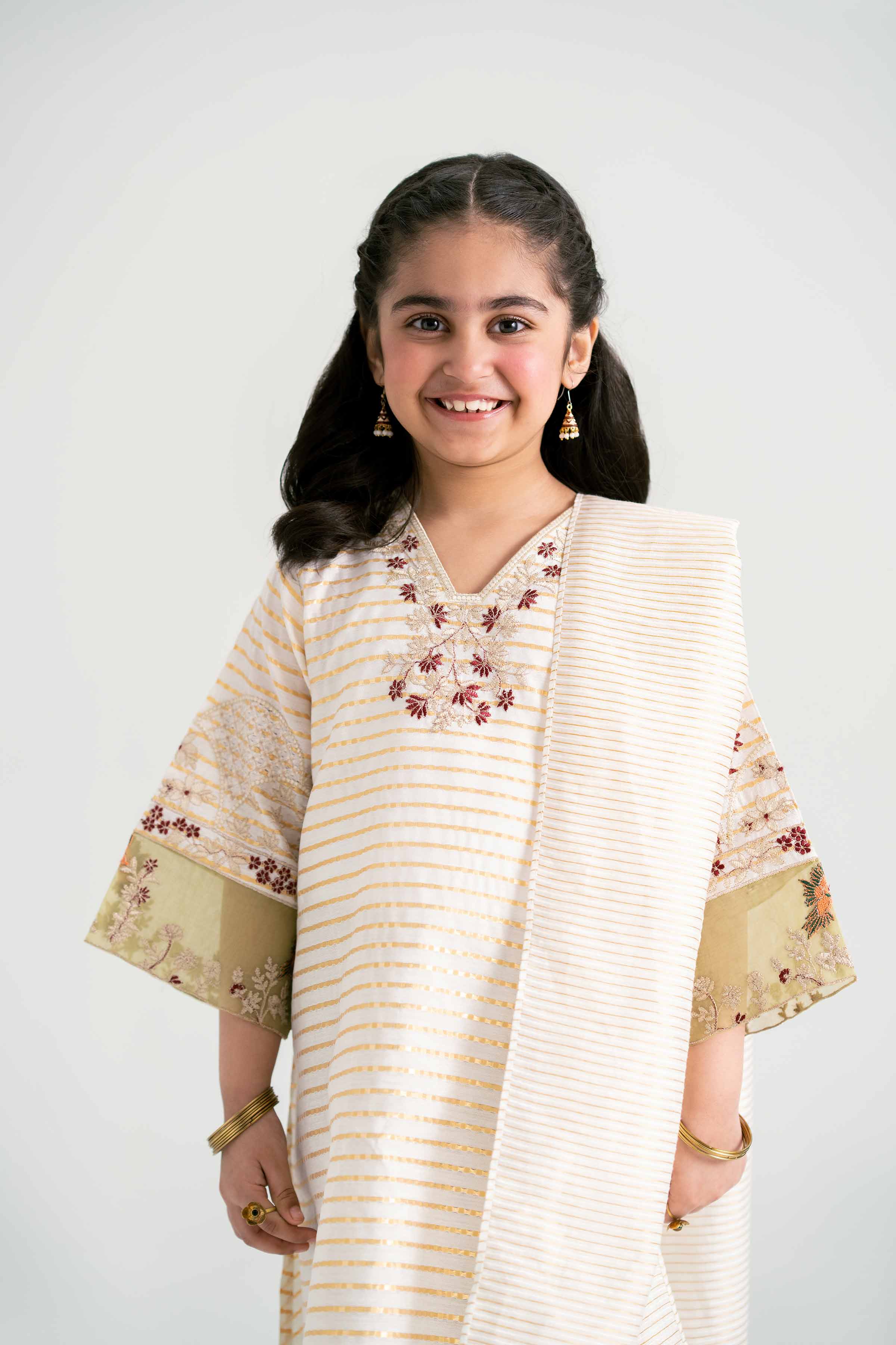 NishatUK - Off White Embroidered  Cotton 3-piece ready to wear Suit