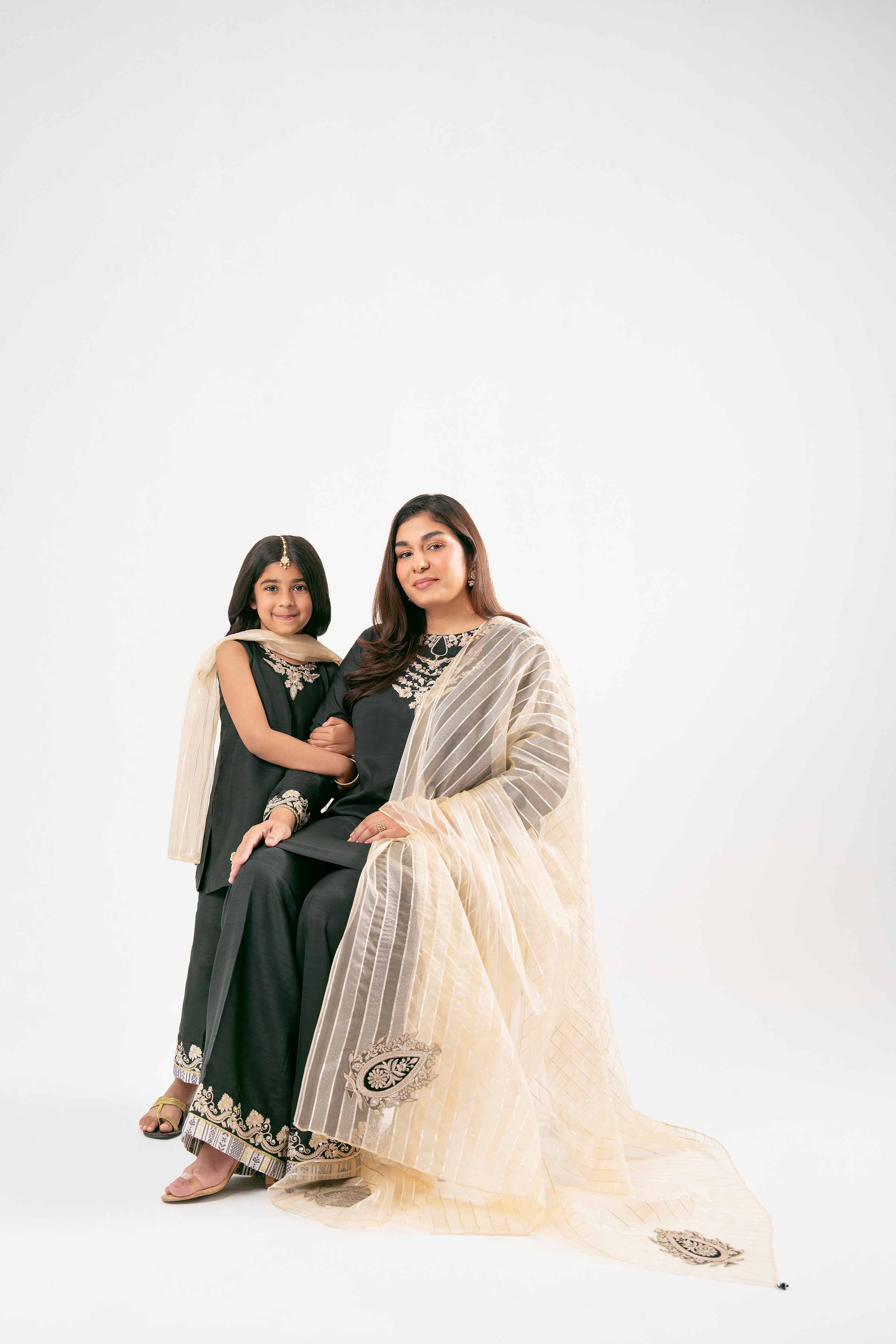 NishatUK - Black Embroidered Silk 3-piece ready to wear Suit