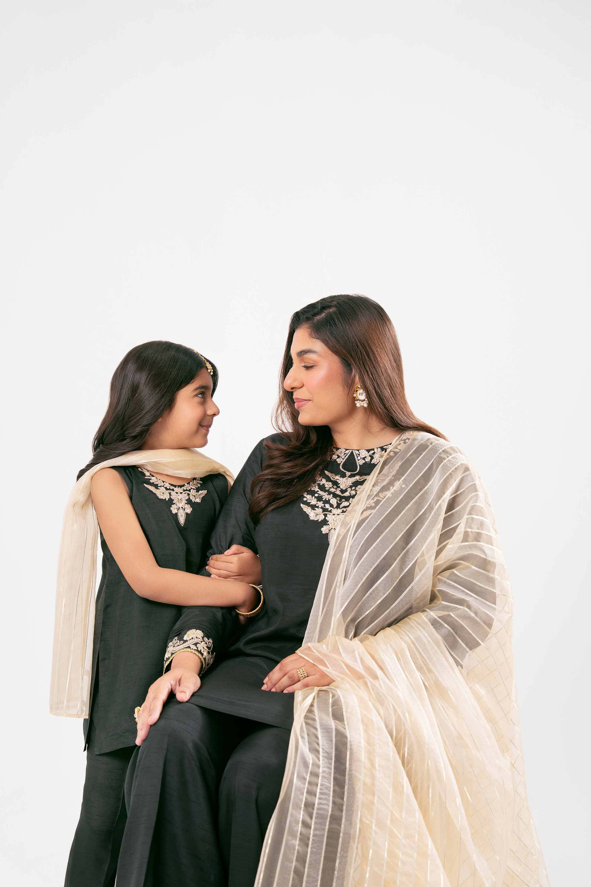 NishatUK - Black Embroidered Silk 3-piece ready to wear Suit