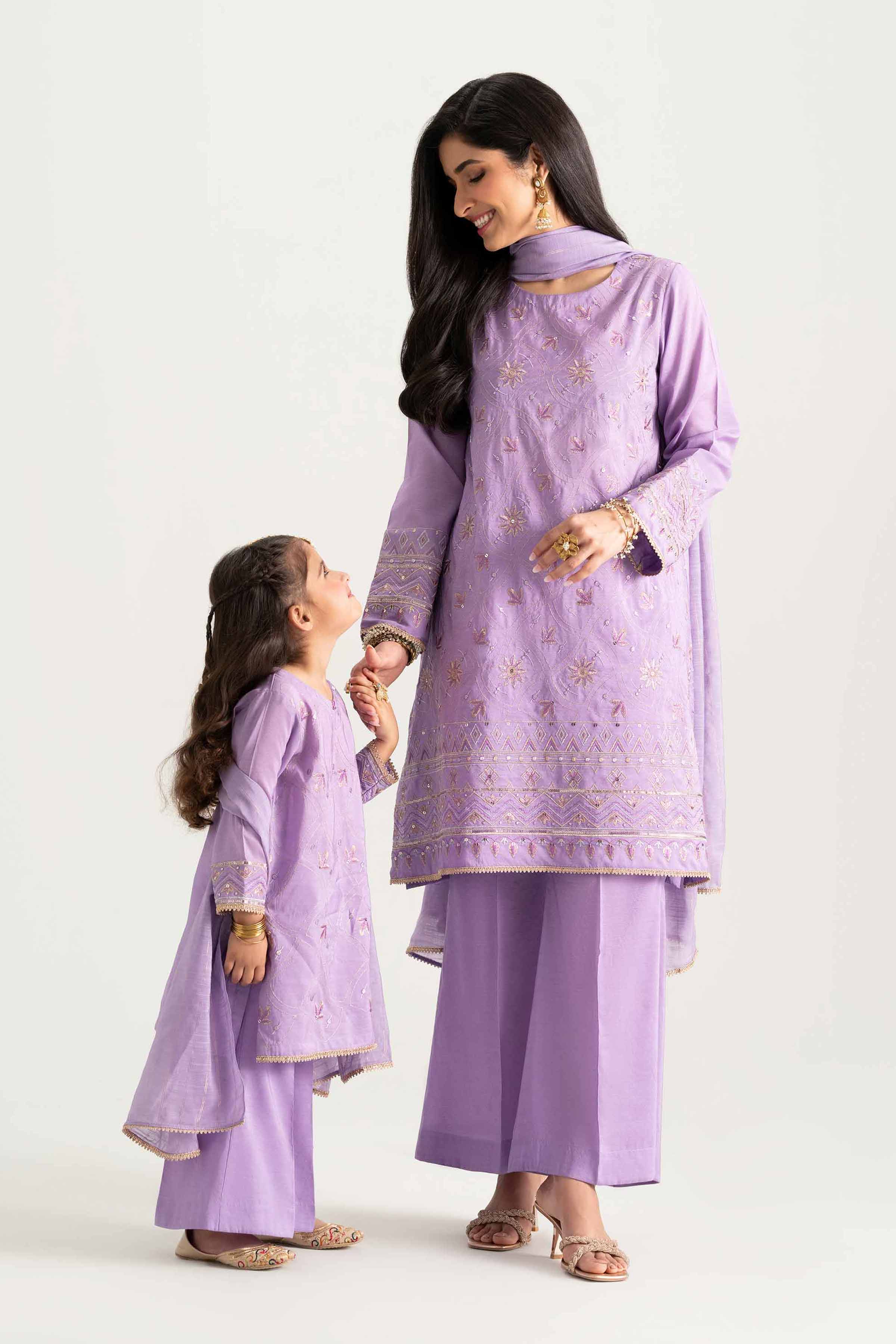NishatUK - Purple Embroidered   Nylon Viscose 3-piece ready to wear Suit