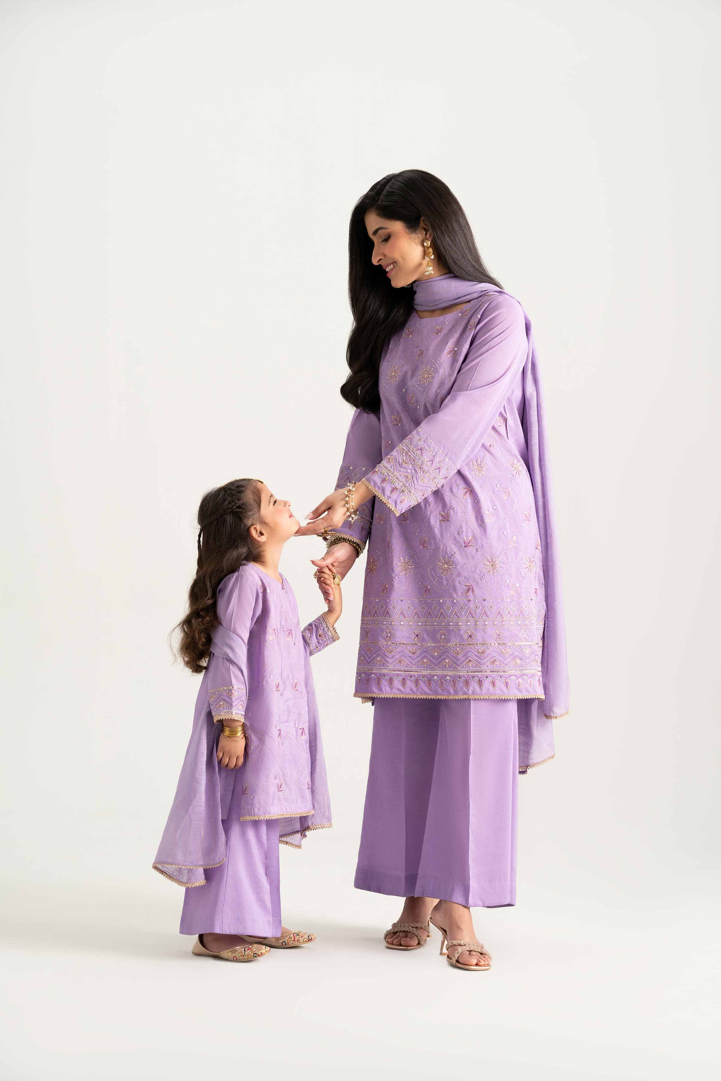 NishatUK - Purple Embroidered   Nylon Viscose 3-piece ready to wear Suit
