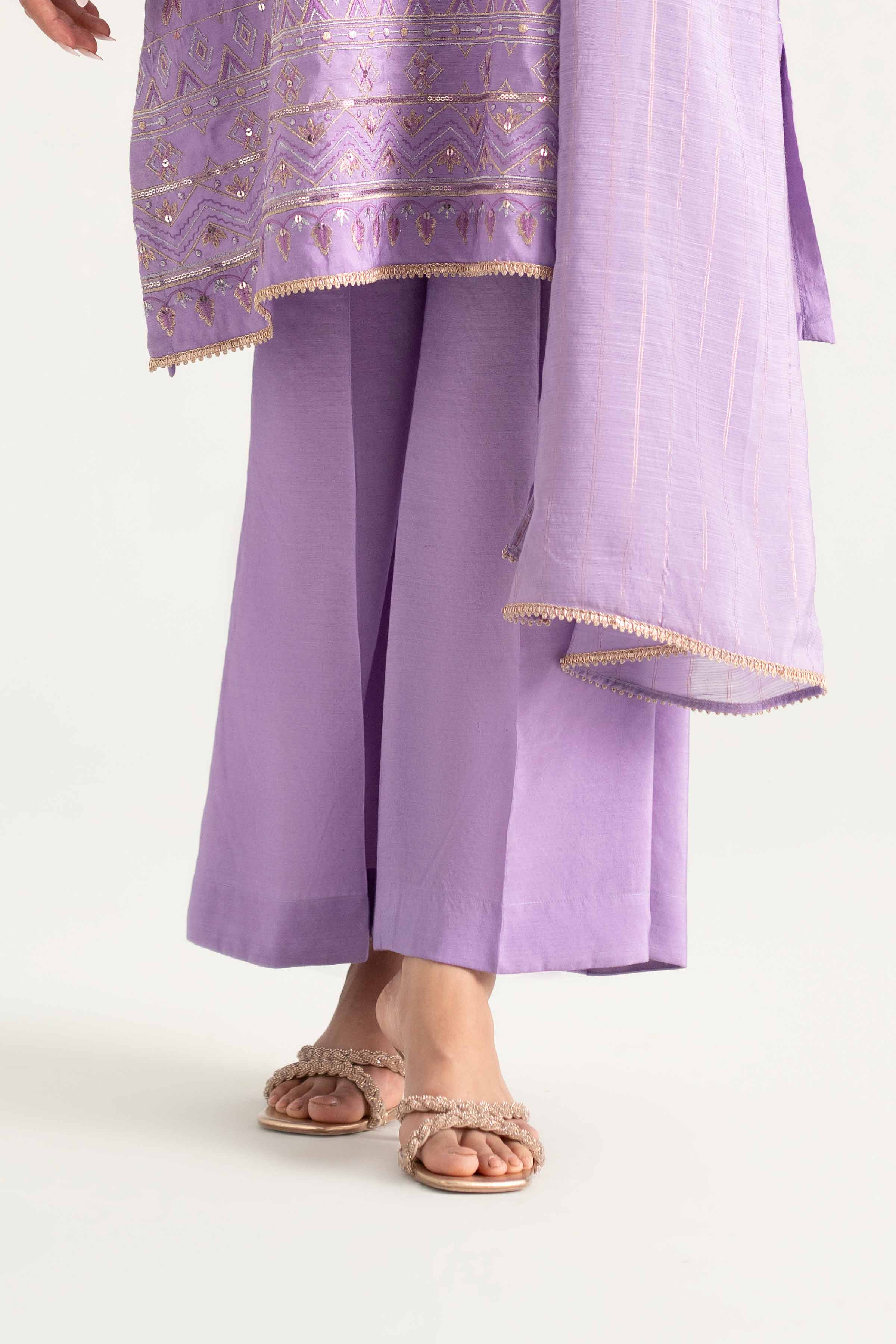 NishatUK - Purple Embroidered   Nylon Viscose 3-piece ready to wear Suit