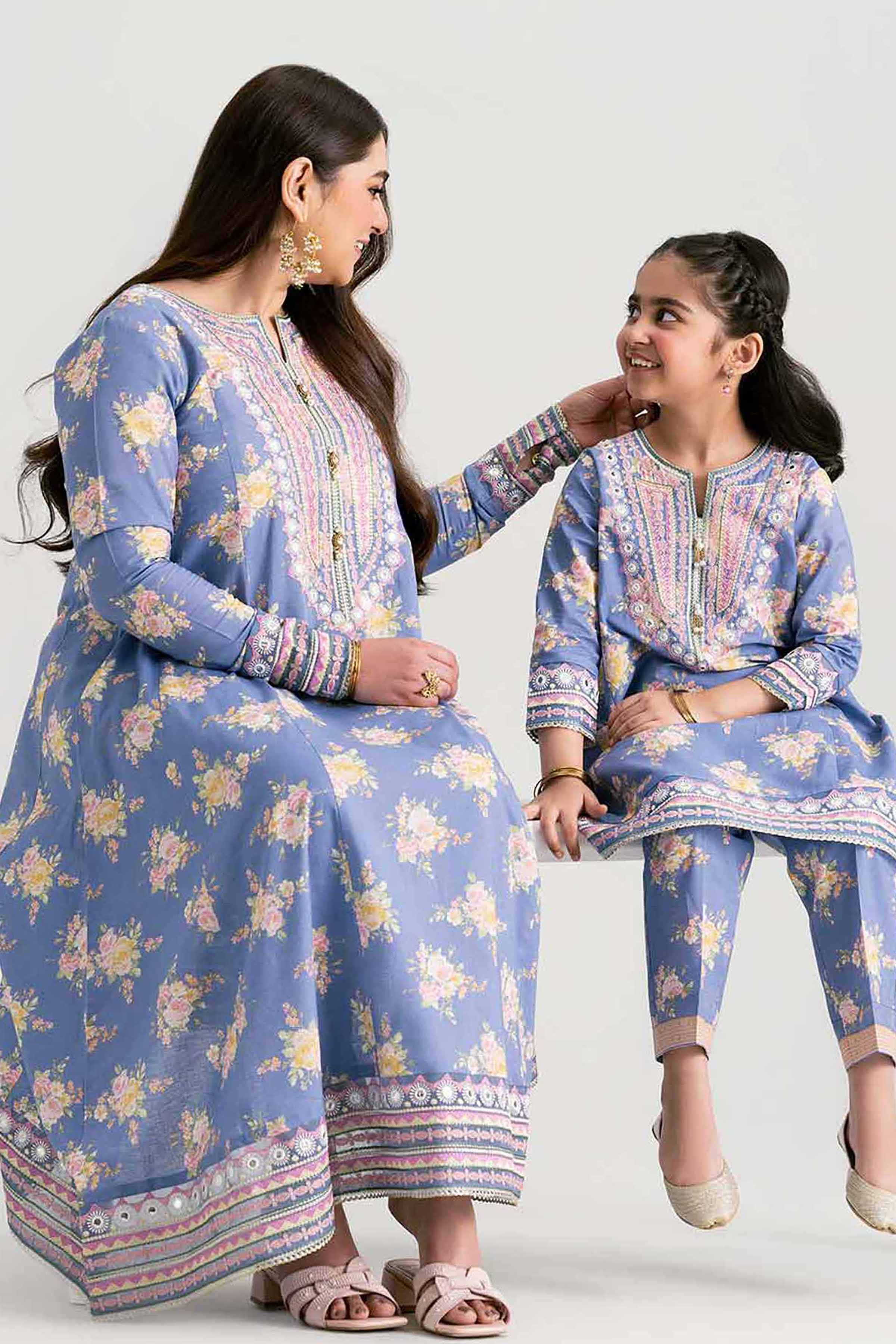 NishatUK - Blue Embroidered  Lawn 2-piece ready to wear Dress