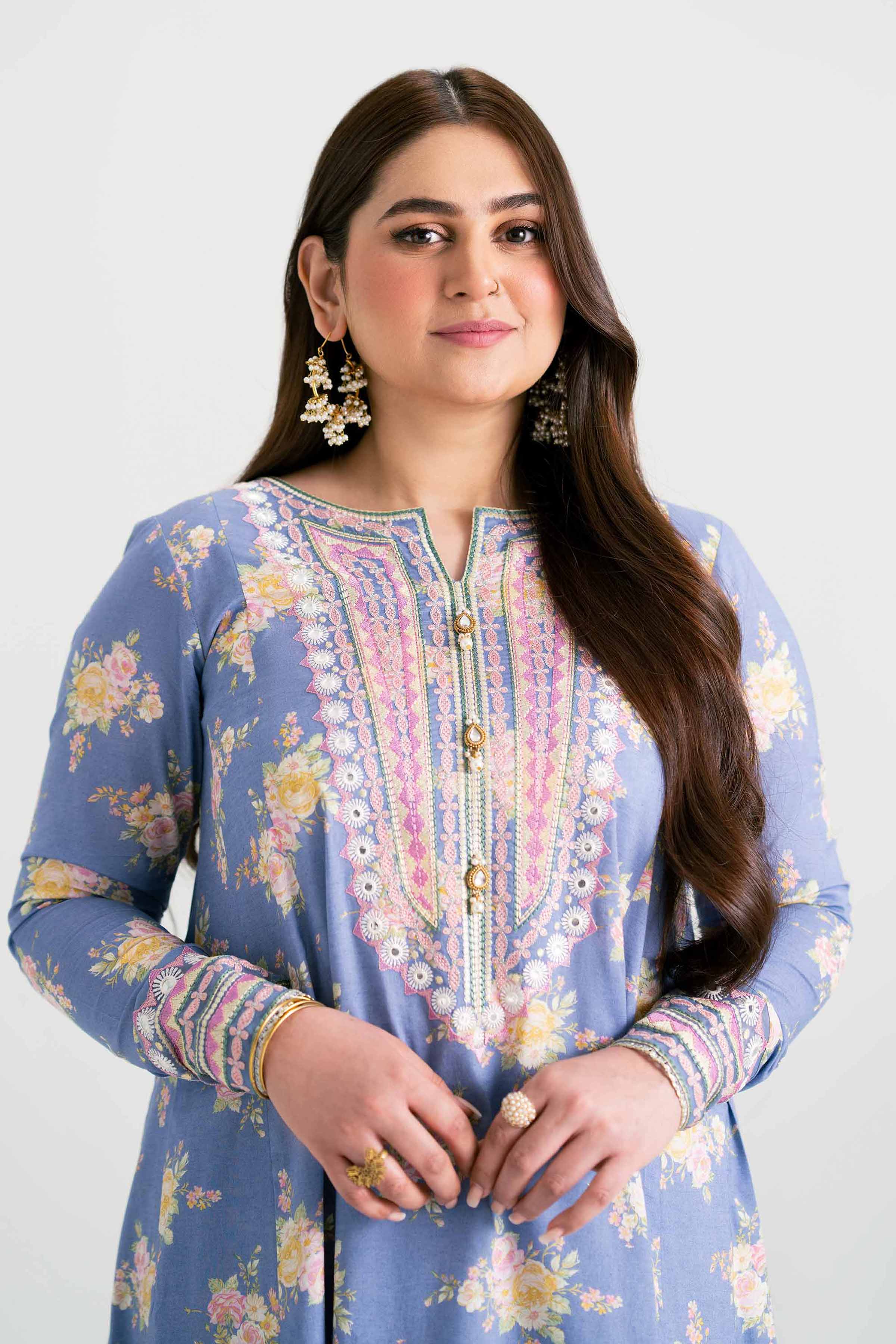 NishatUK - Blue Embroidered  Lawn 2-piece ready to wear Dress