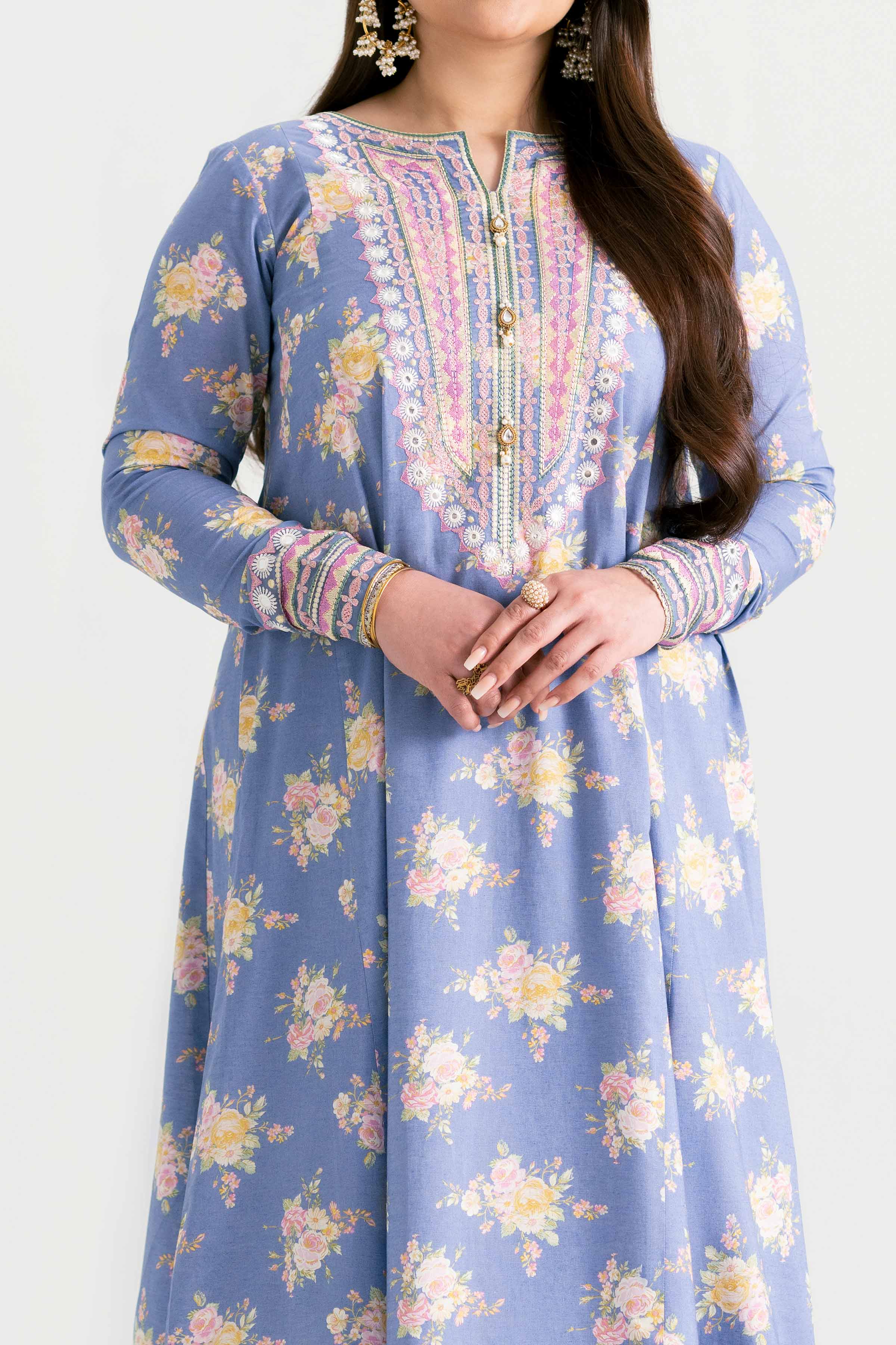 NishatUK - Blue Embroidered  Lawn 2-piece ready to wear Dress