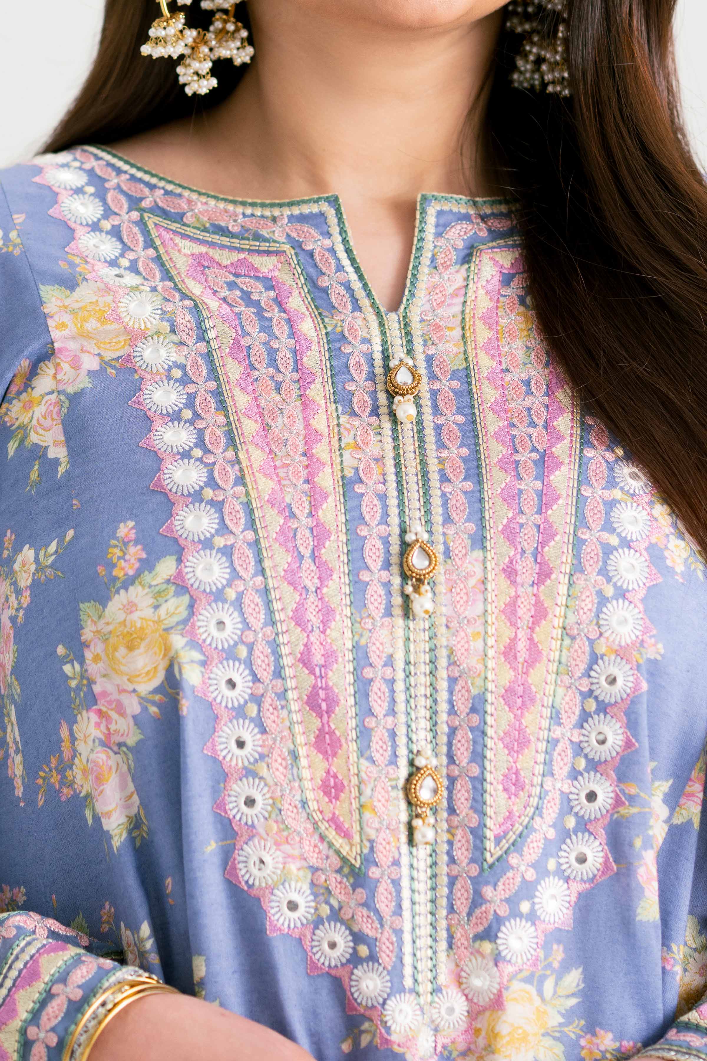 NishatUK - Blue Embroidered  Lawn 2-piece ready to wear Dress