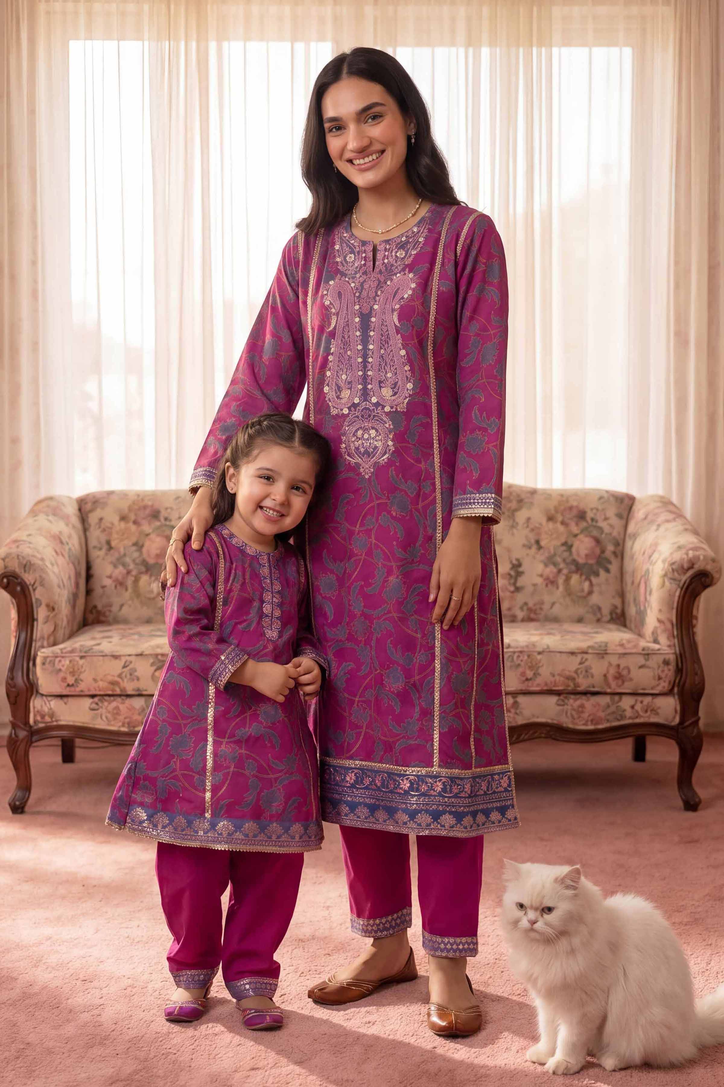 Nishat UK - Purple Embroidered Lawn 2 Pieces ready to wear Dress