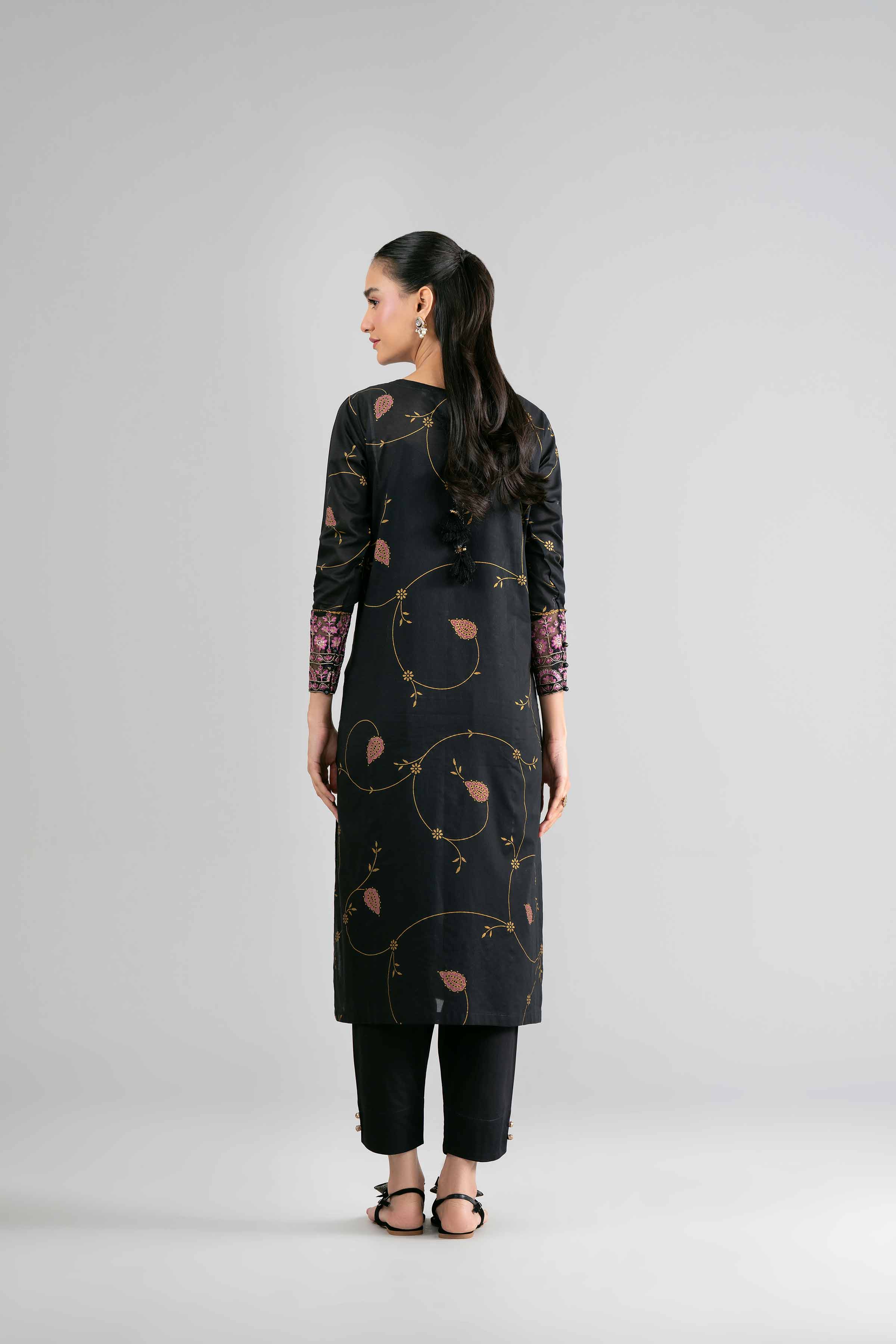 Nishat UK - Black Embroidered Lawn 2-piece ready to wear Dress