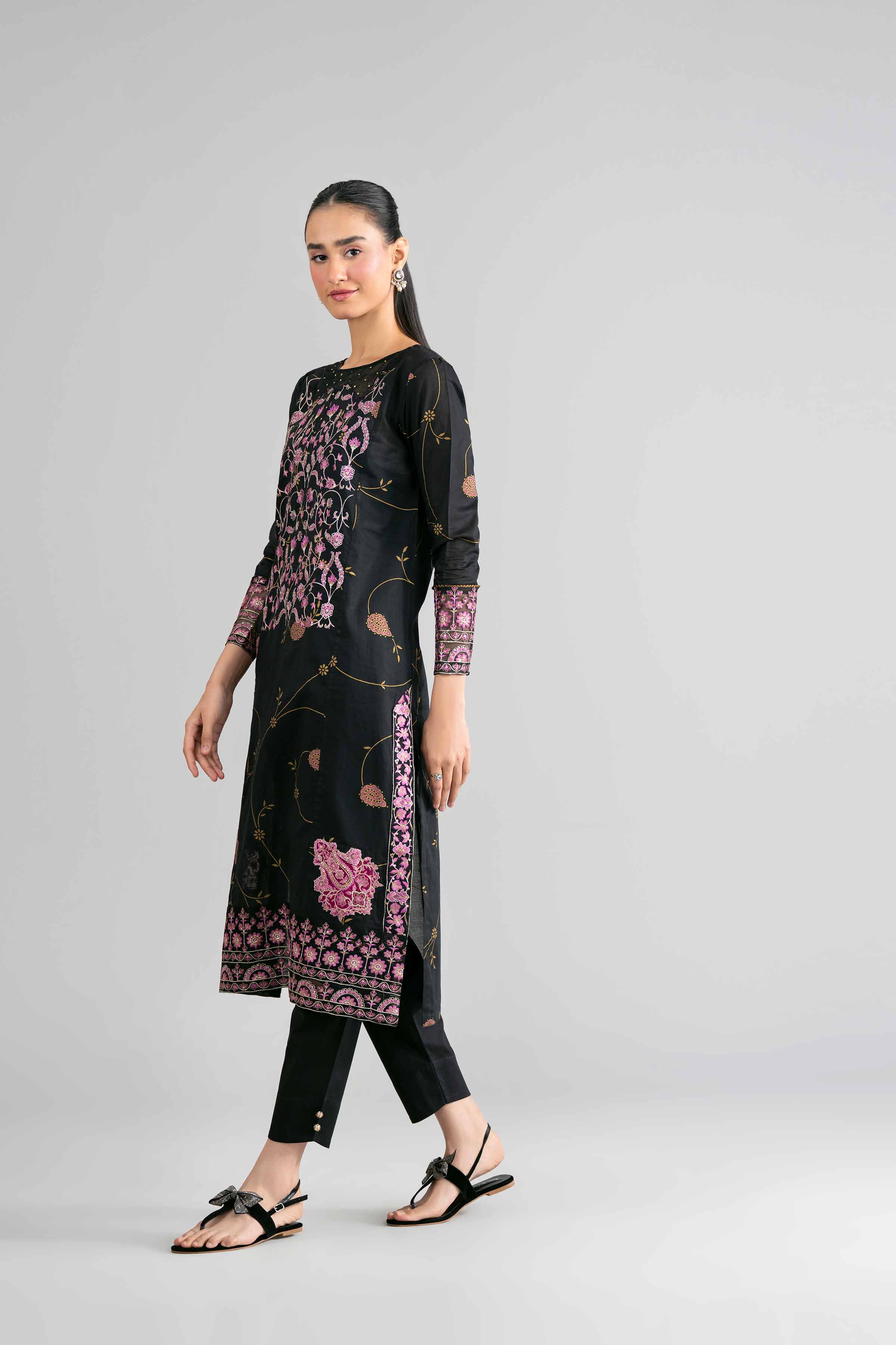Nishat UK - Black Embroidered Lawn 2-piece ready to wear Dress