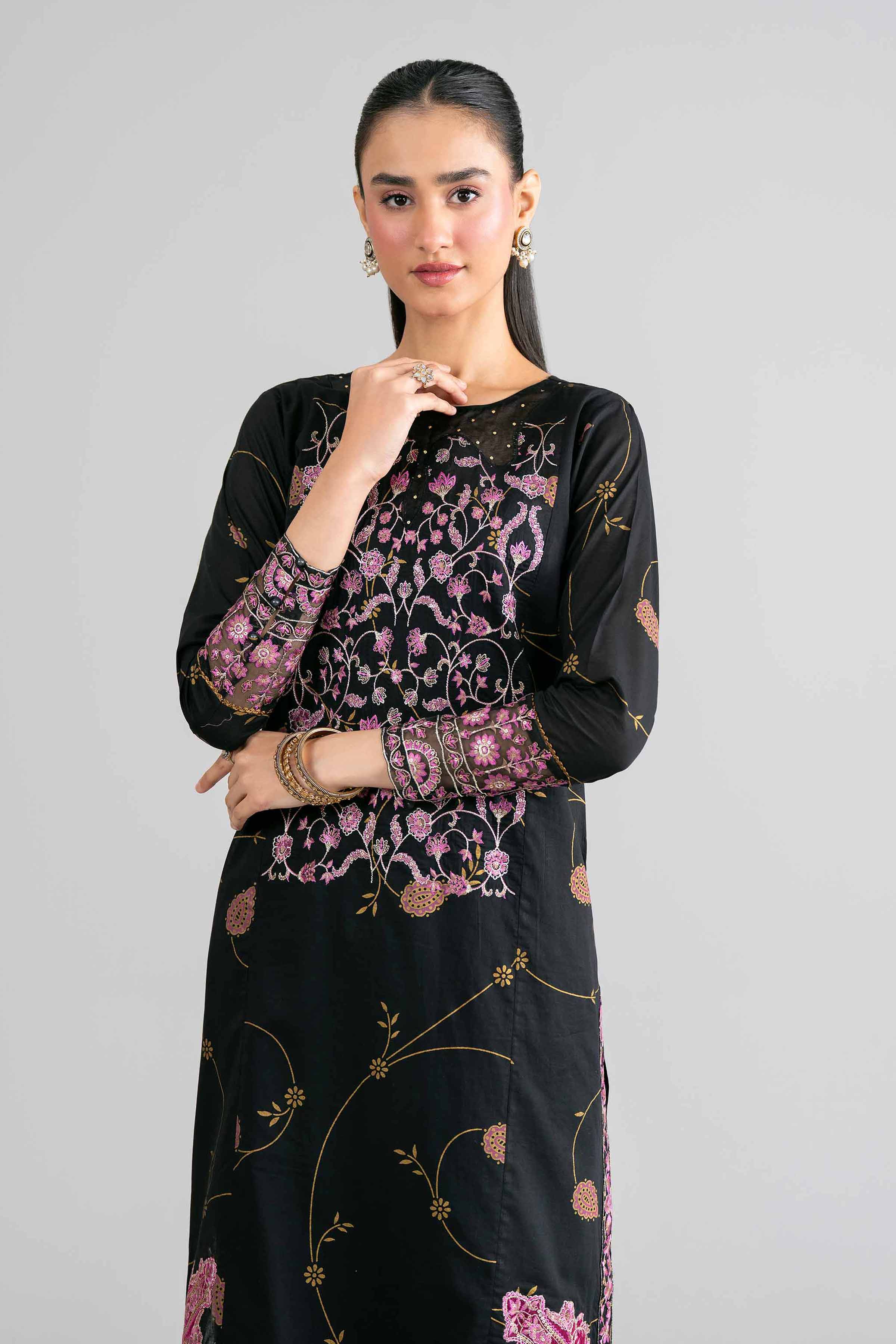 Nishat UK - Black Embroidered Lawn 2-piece ready to wear Dress