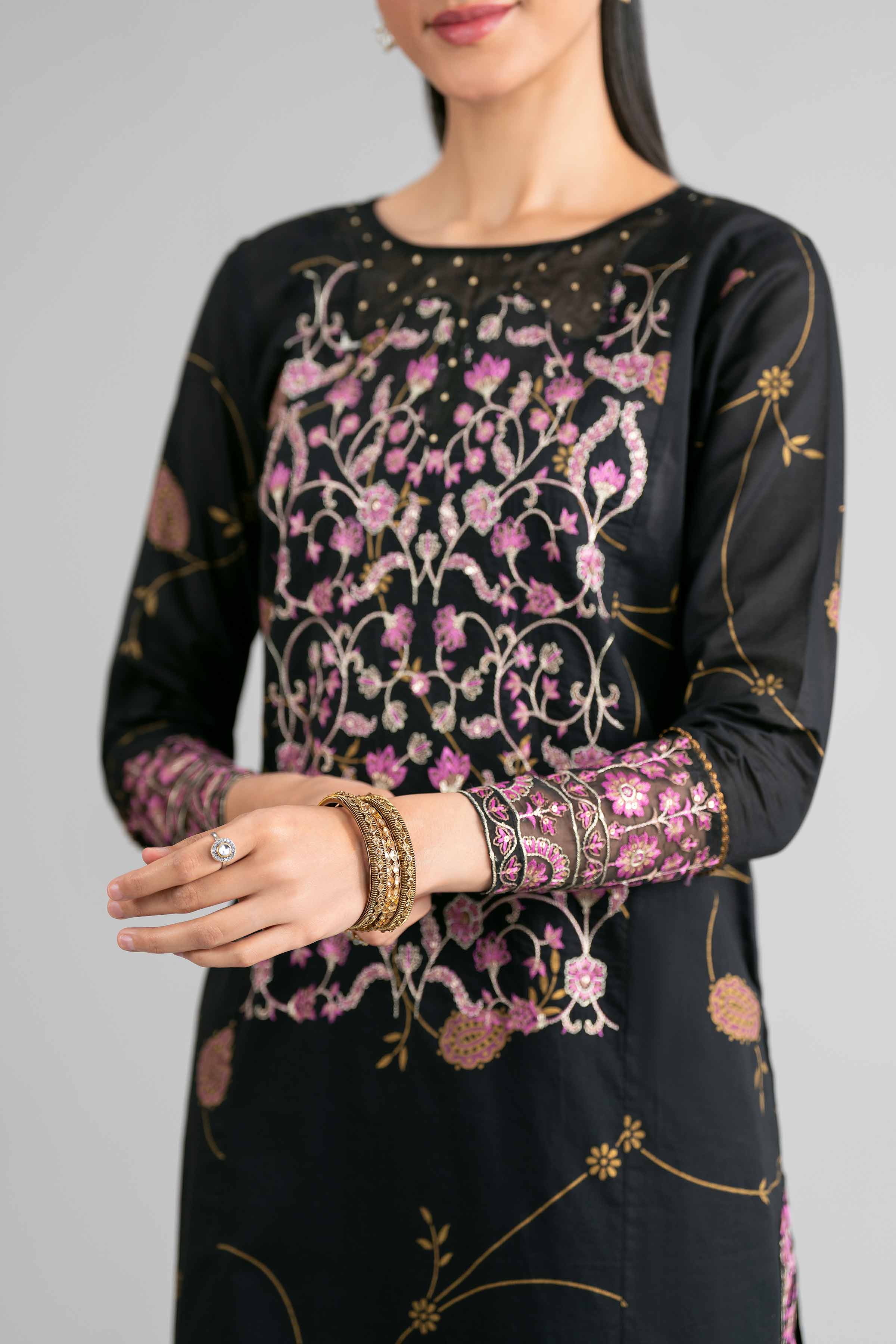 Nishat UK - Black Embroidered Lawn 2-piece ready to wear Dress