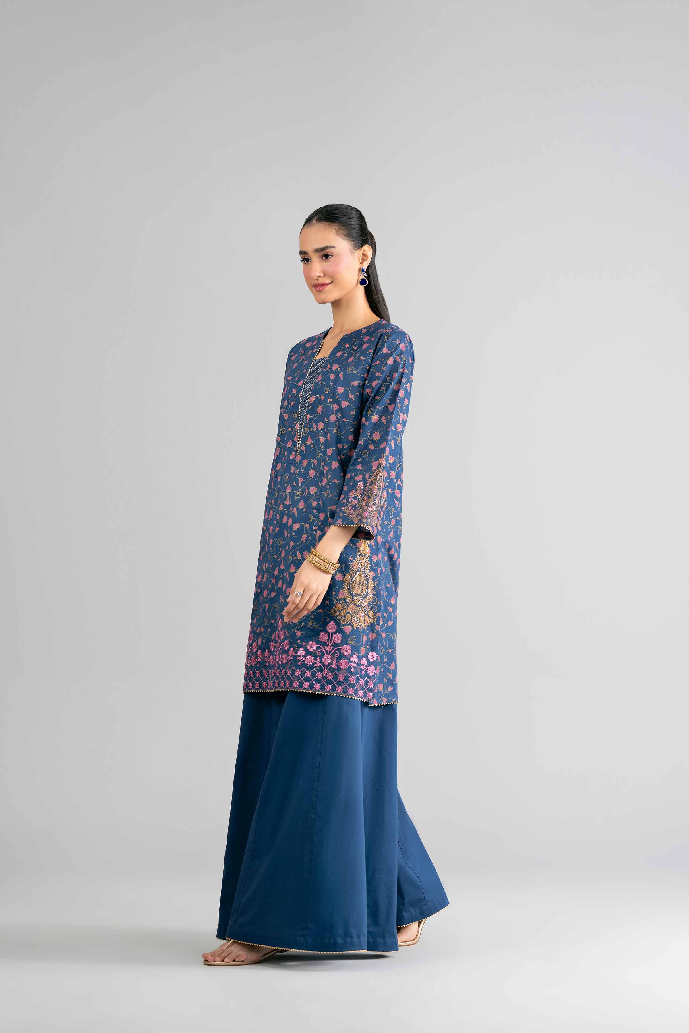 NishatUK - Blue Embroidered Lawn 2-piece ready to wear Dress