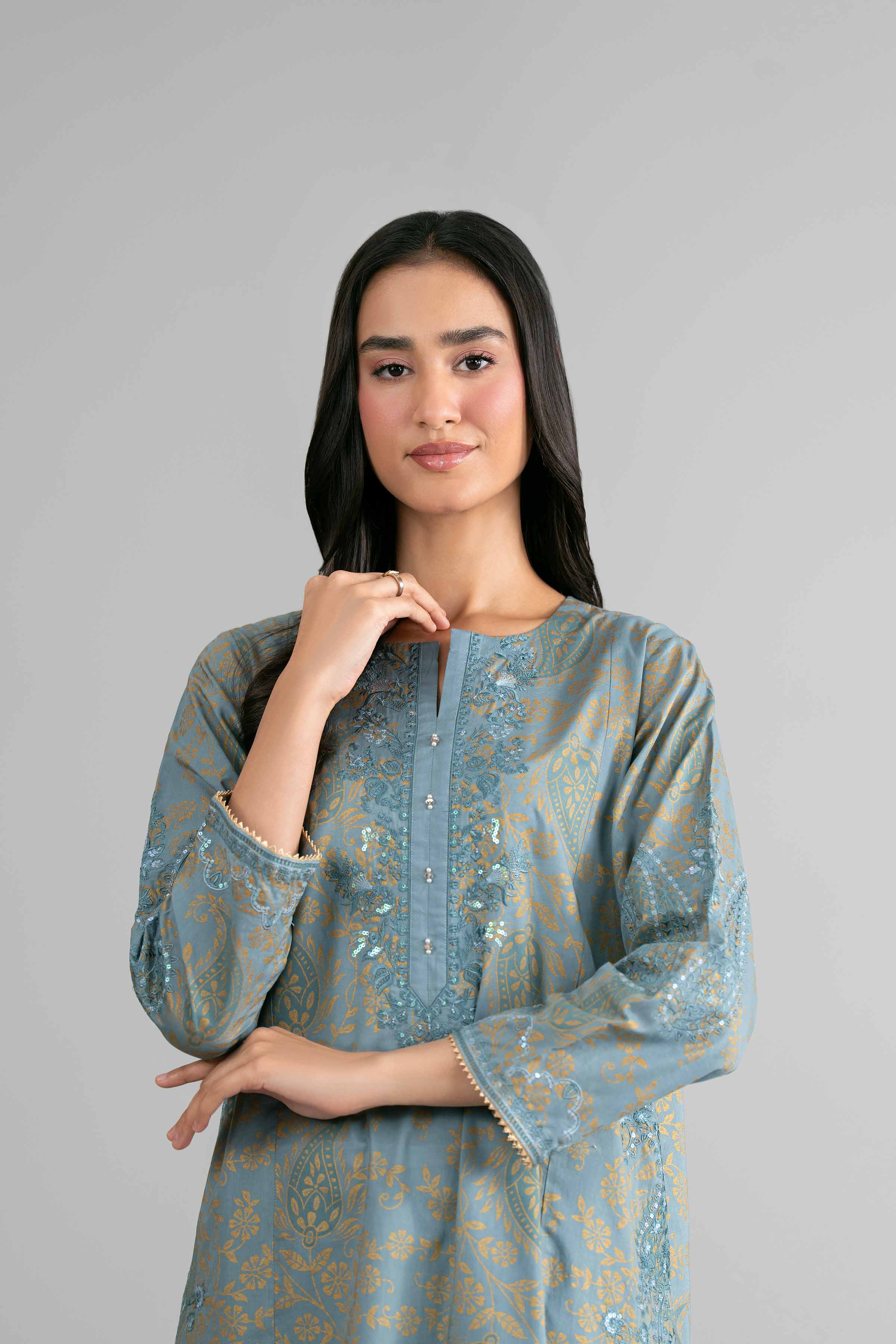 Nishat UK - Blue Embroidered Lawn 2-piece ready to wear Dress