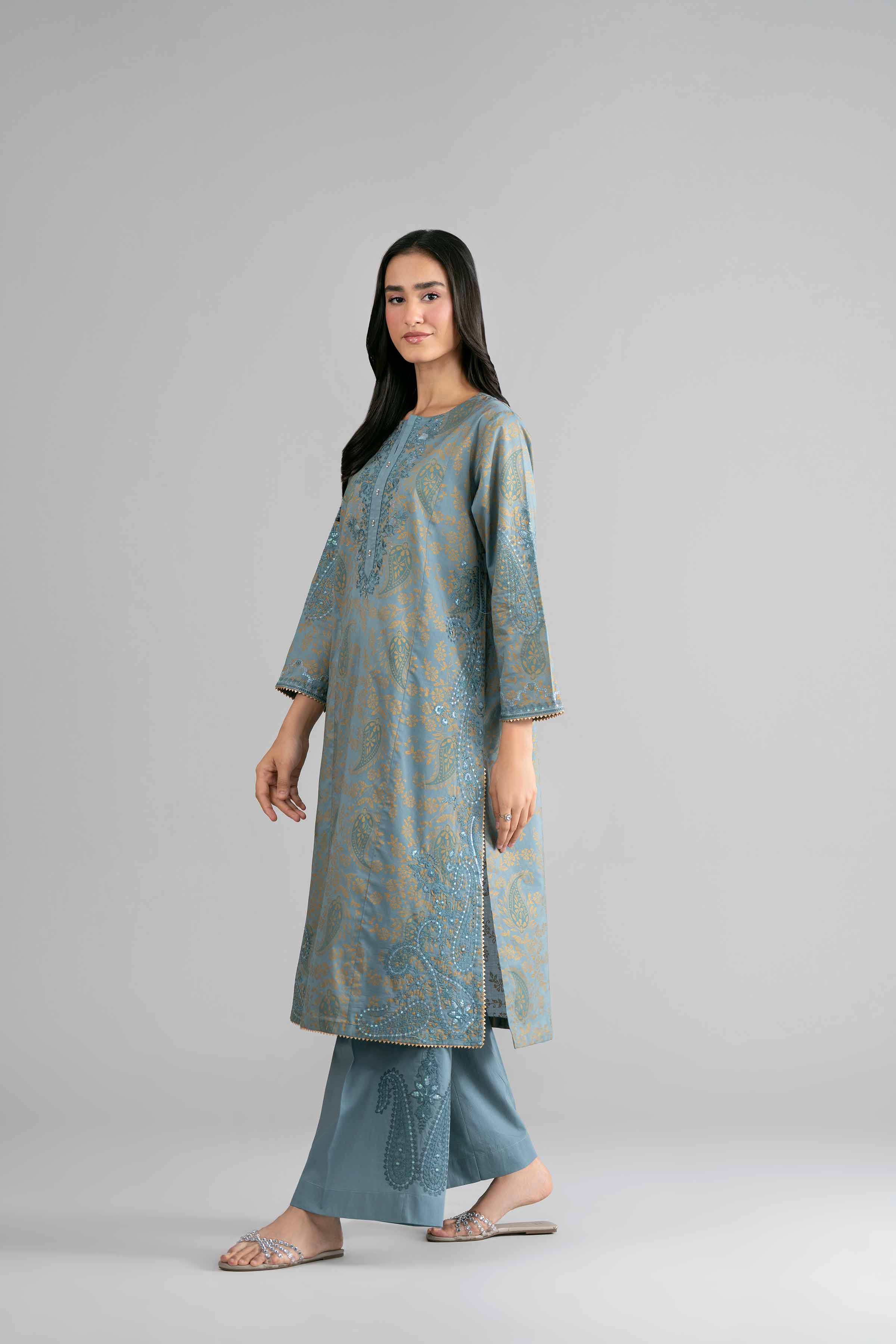 Nishat UK - Blue Embroidered Lawn 2-piece ready to wear Dress
