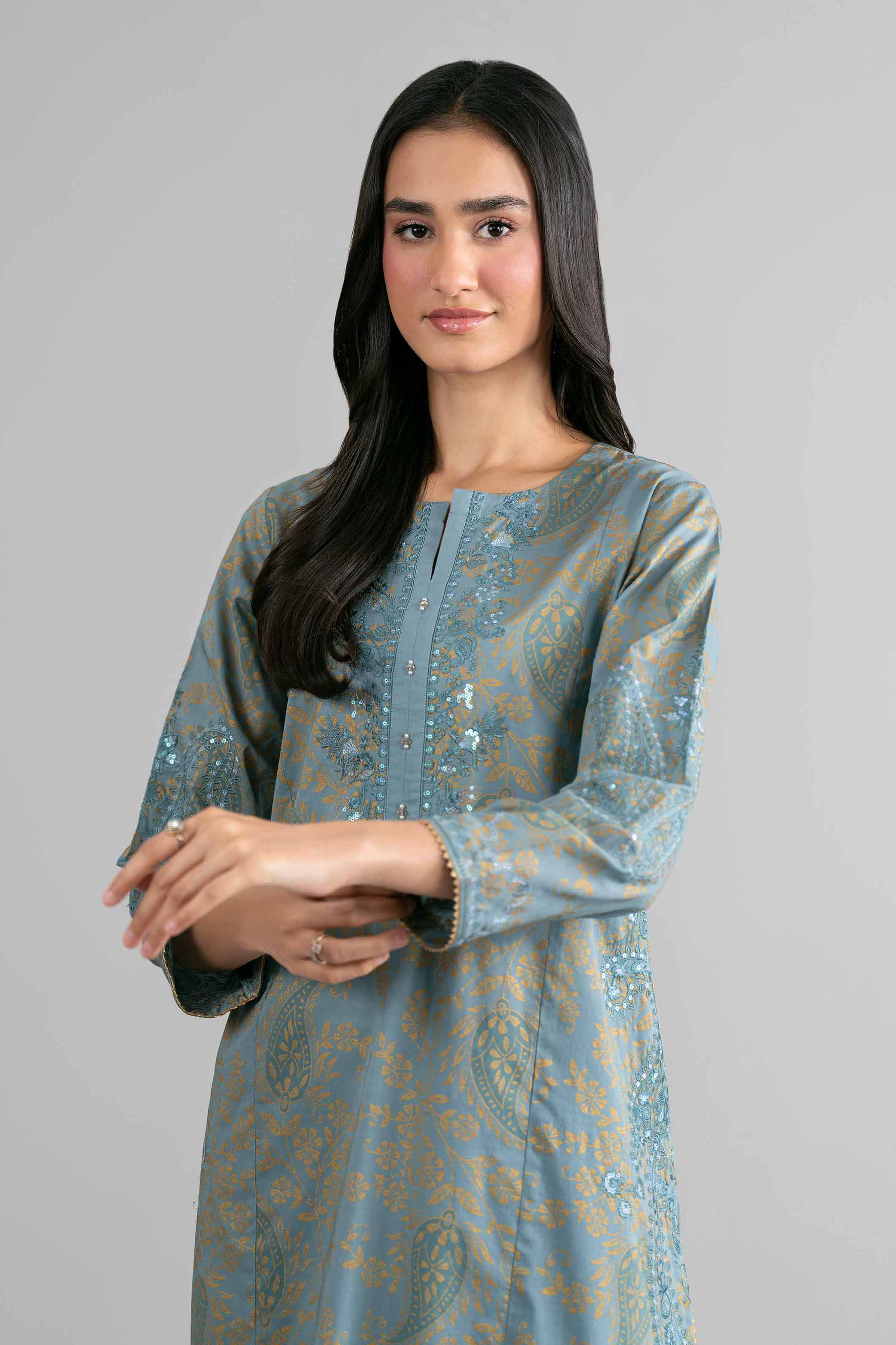 Nishat UK - Blue Embroidered Lawn 2-piece ready to wear Dress