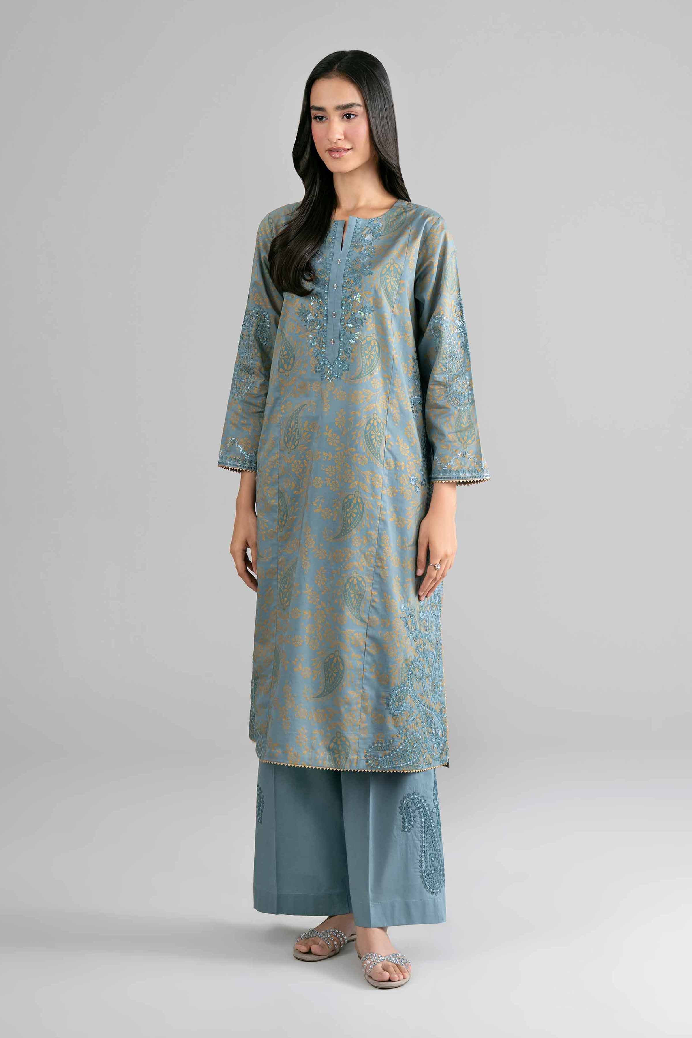 Nishat UK - Blue Embroidered Lawn 2-piece ready to wear Dress