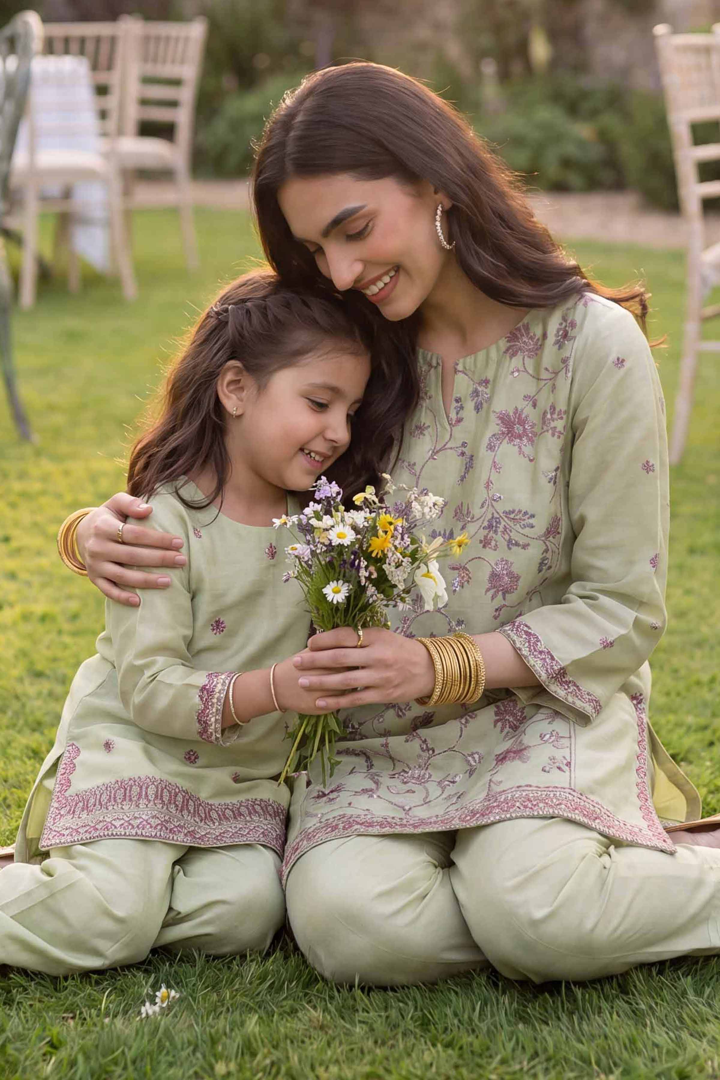 Nishat UK - Green Embroidered Cotton 2-piece ready to wear Dress
