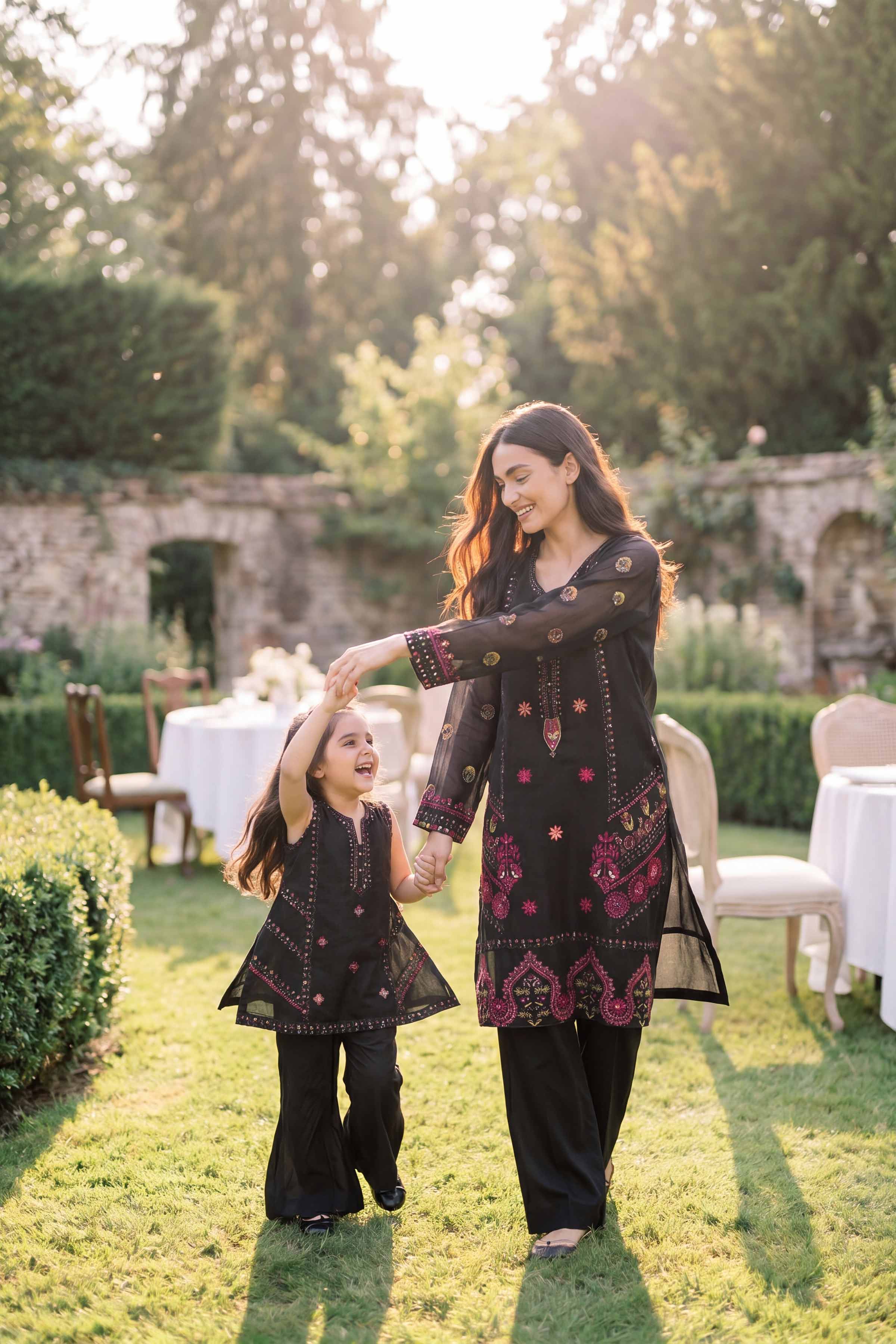 Nishat UK - Black Embroidered Cotton 2 Pieces Ready To Wear Dress