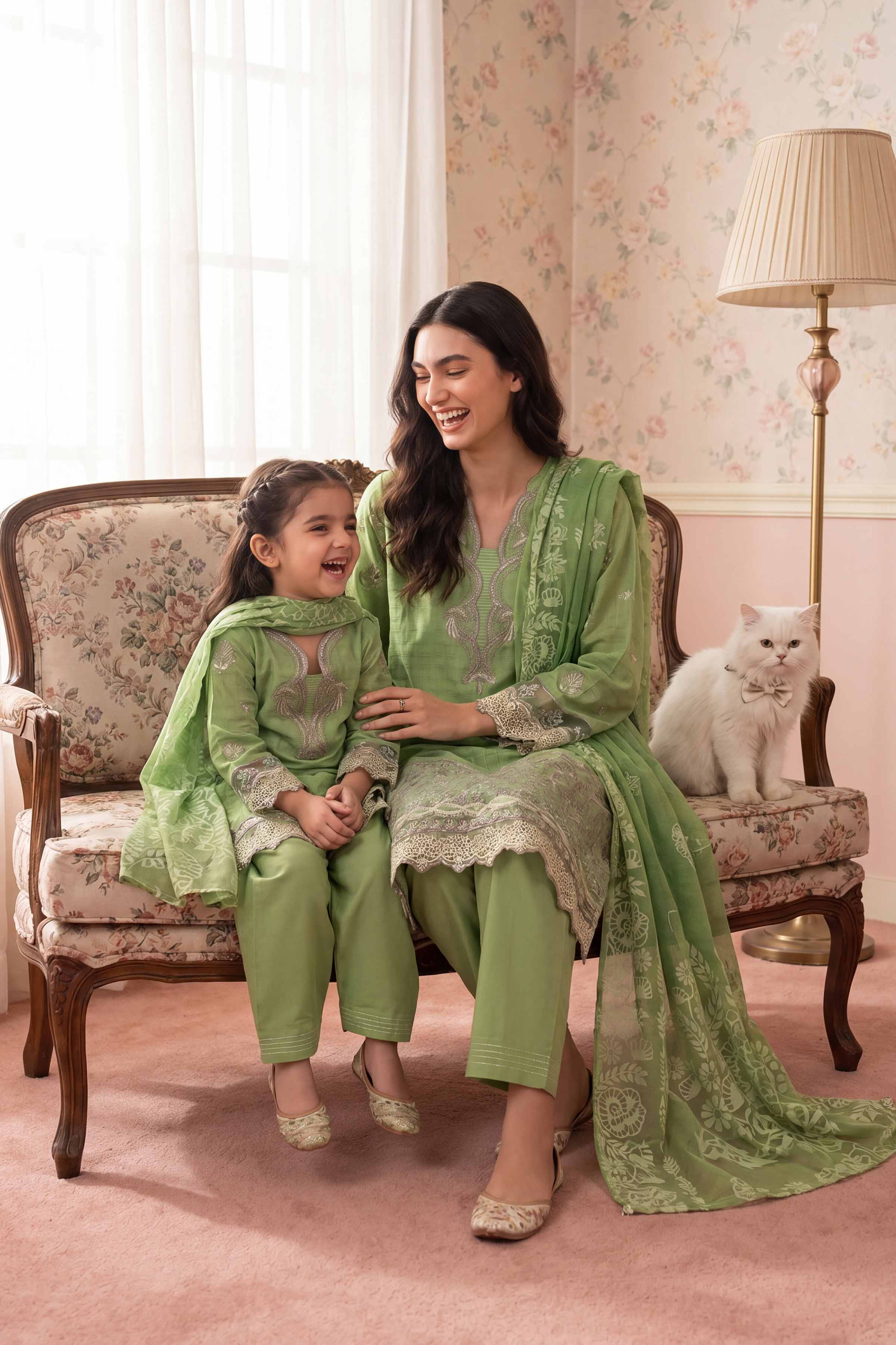 Nishat UK - Green Embroidered Lawn 3-piece ready to wear Suit