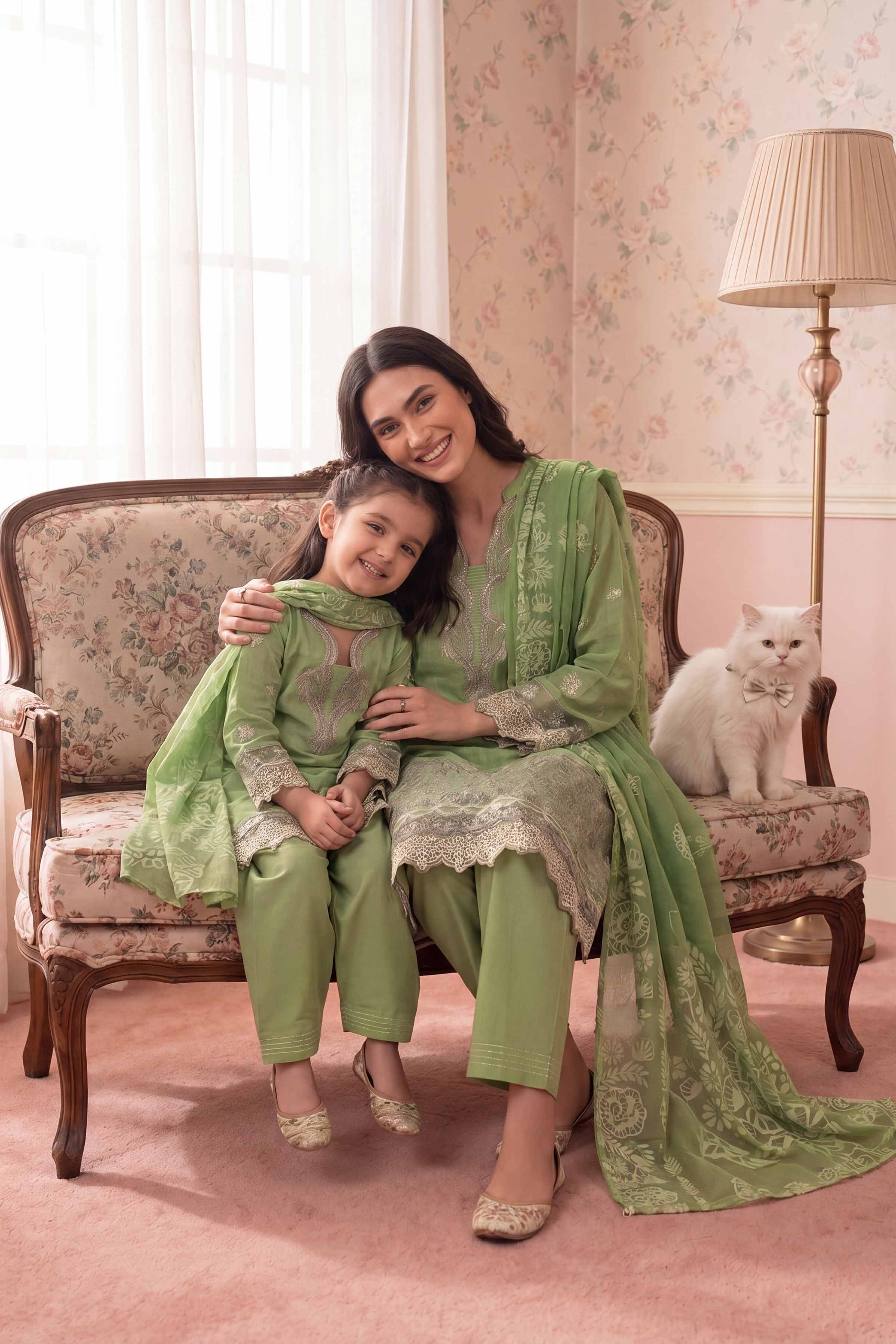 Nishat UK - Green Embroidered Lawn 3-piece ready to wear Suit
