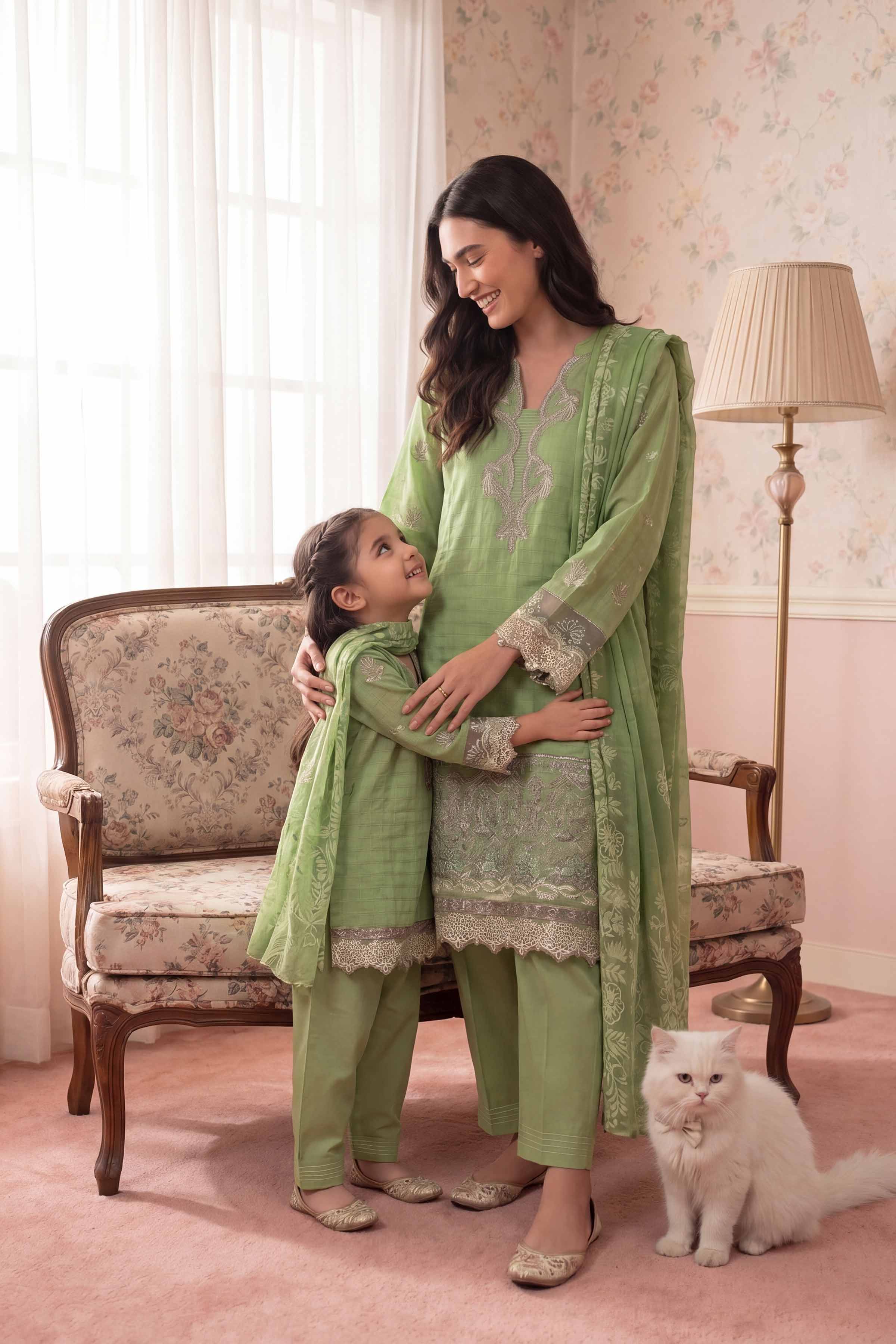 Nishat UK - Green Embroidered Lawn 3-piece ready to wear Suit