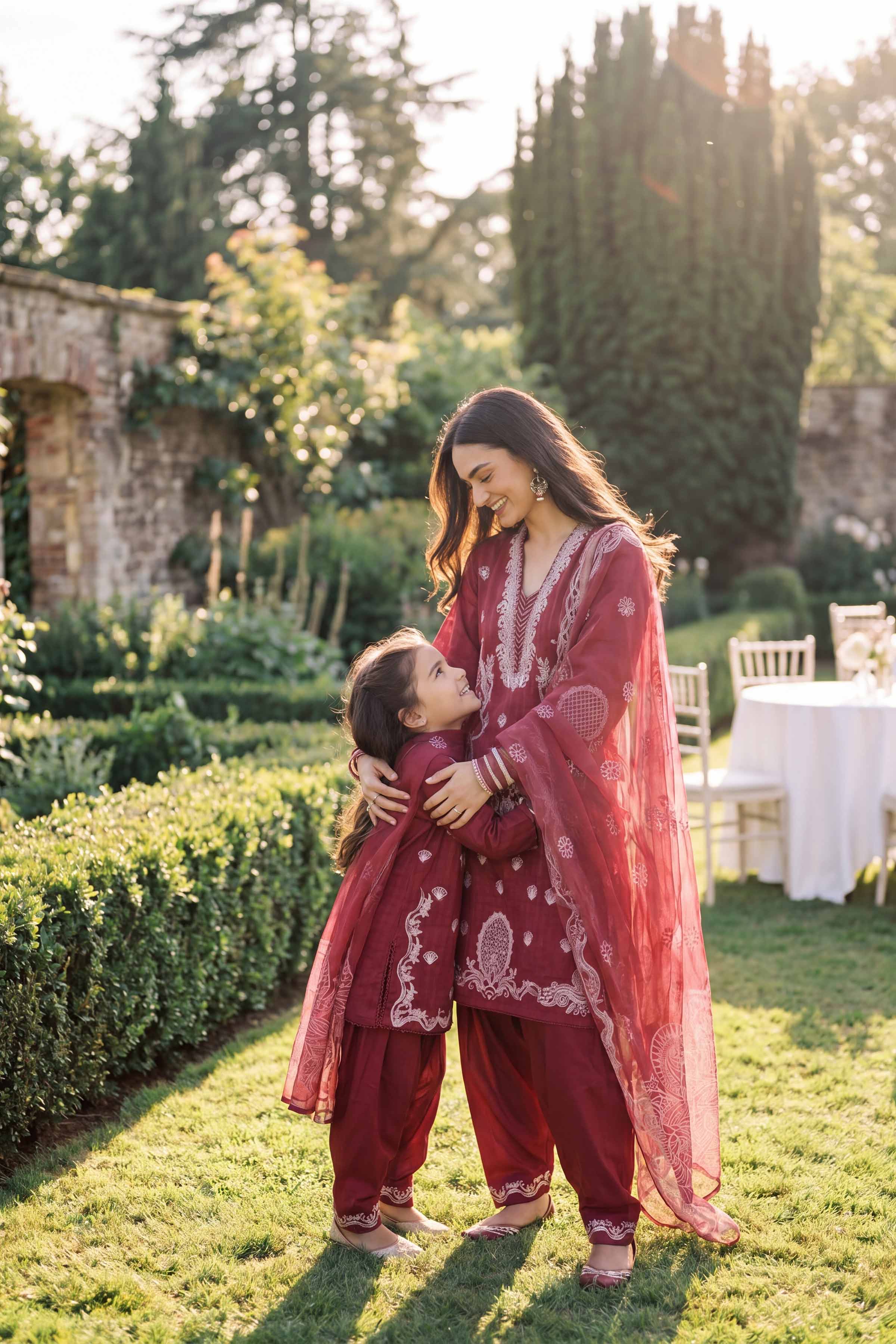 Nishat UK - Red Embroidered Lawn 3 Piece ready to wear Suit