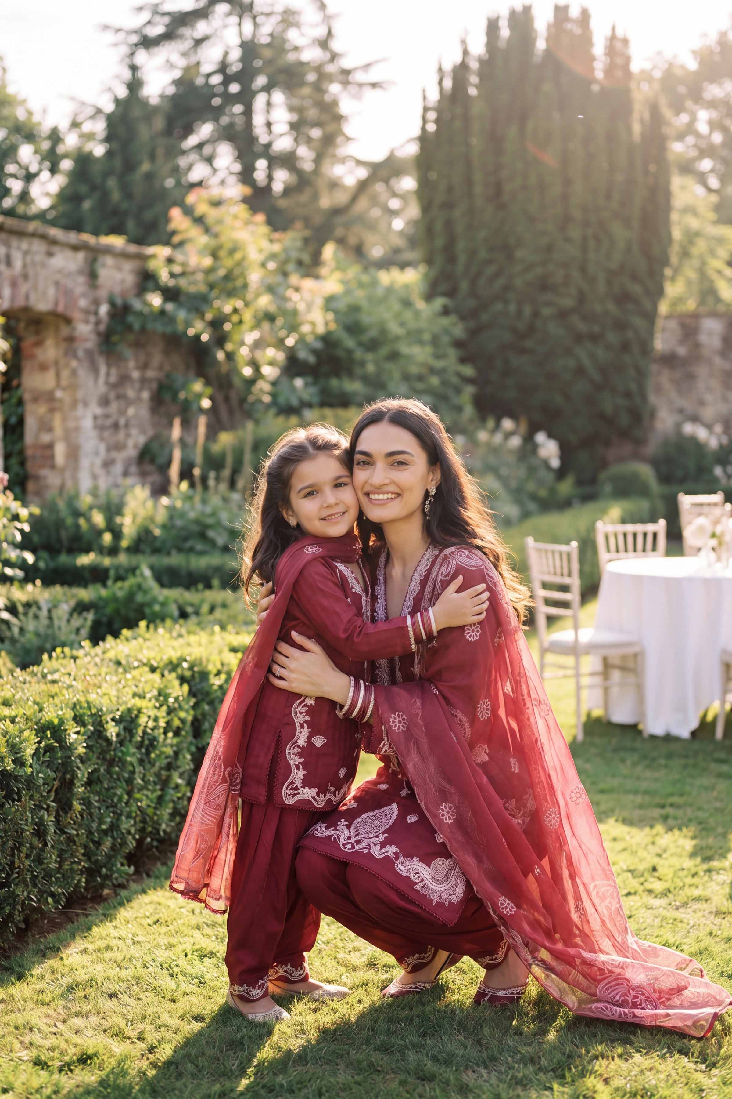 Nishat UK - Red Embroidered Lawn 3 Piece ready to wear Suit