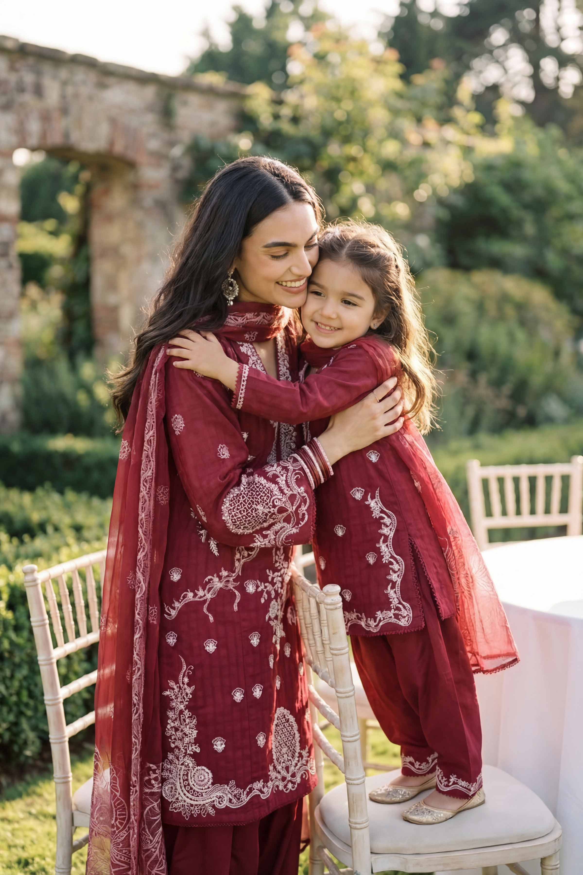 Nishat UK - Red Embroidered Lawn 3 Piece ready to wear Suit