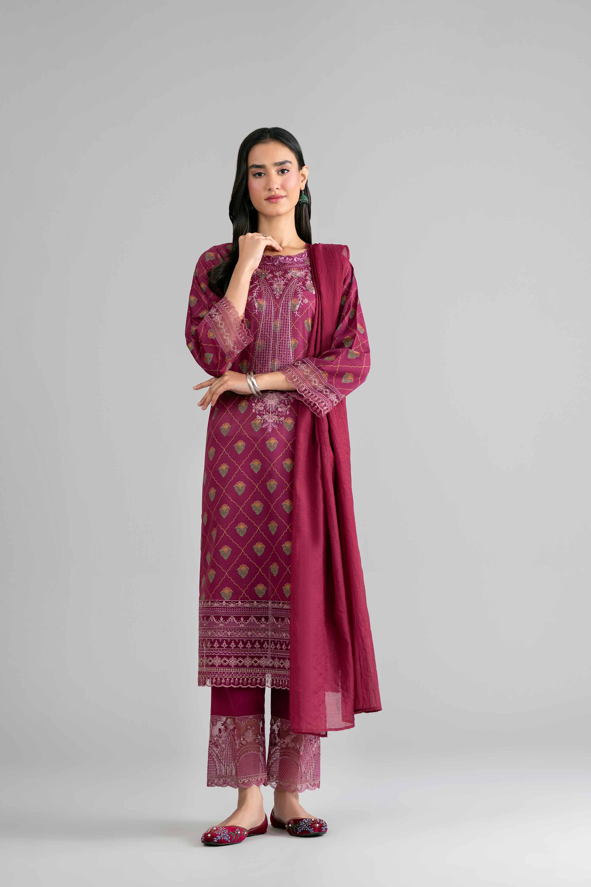 NishatUK - Blue Embroidered Lawn 3-piece ready to wear Suit