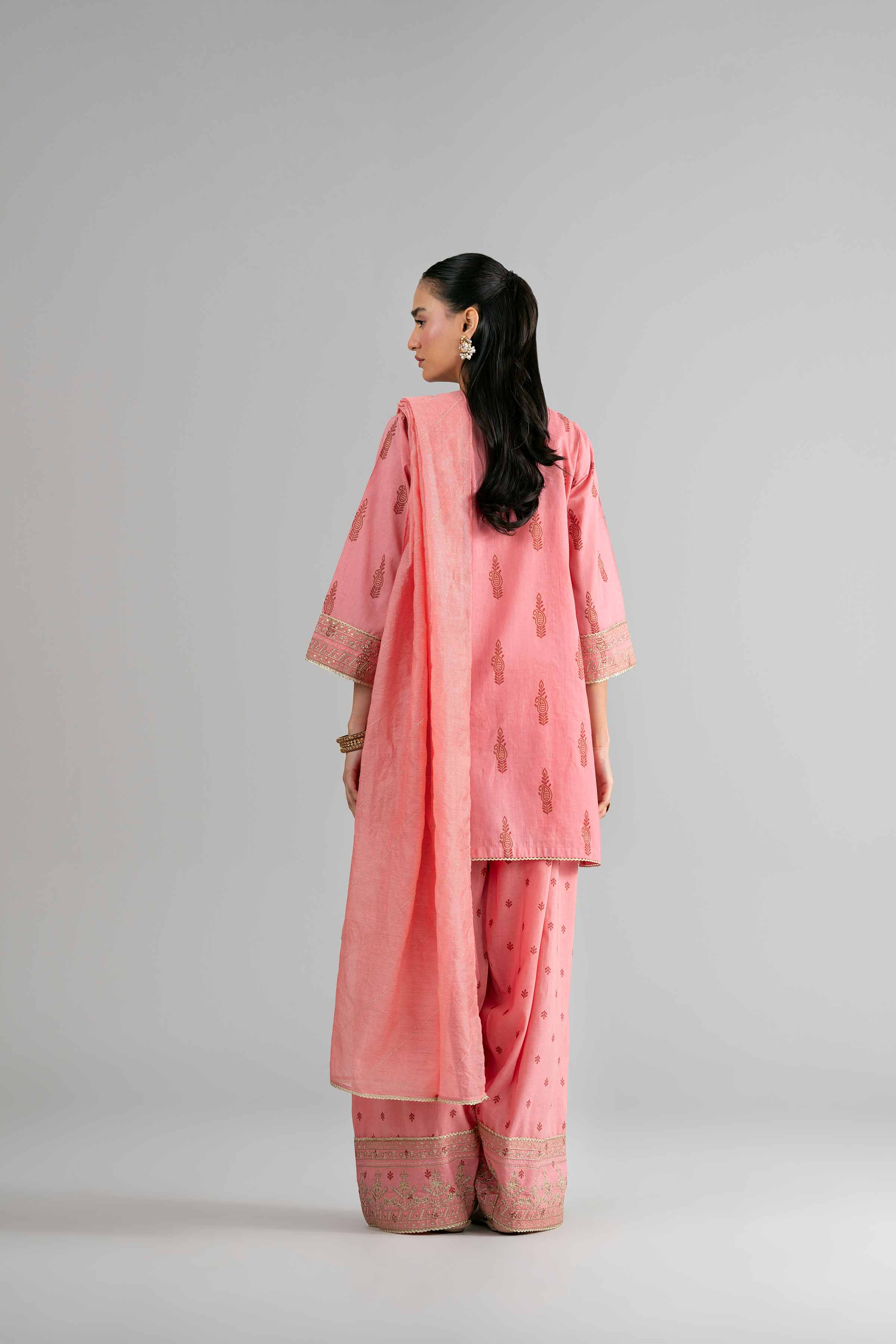NishatUK - Pink Embroidered Lawn 3-piece ready to wear Suit