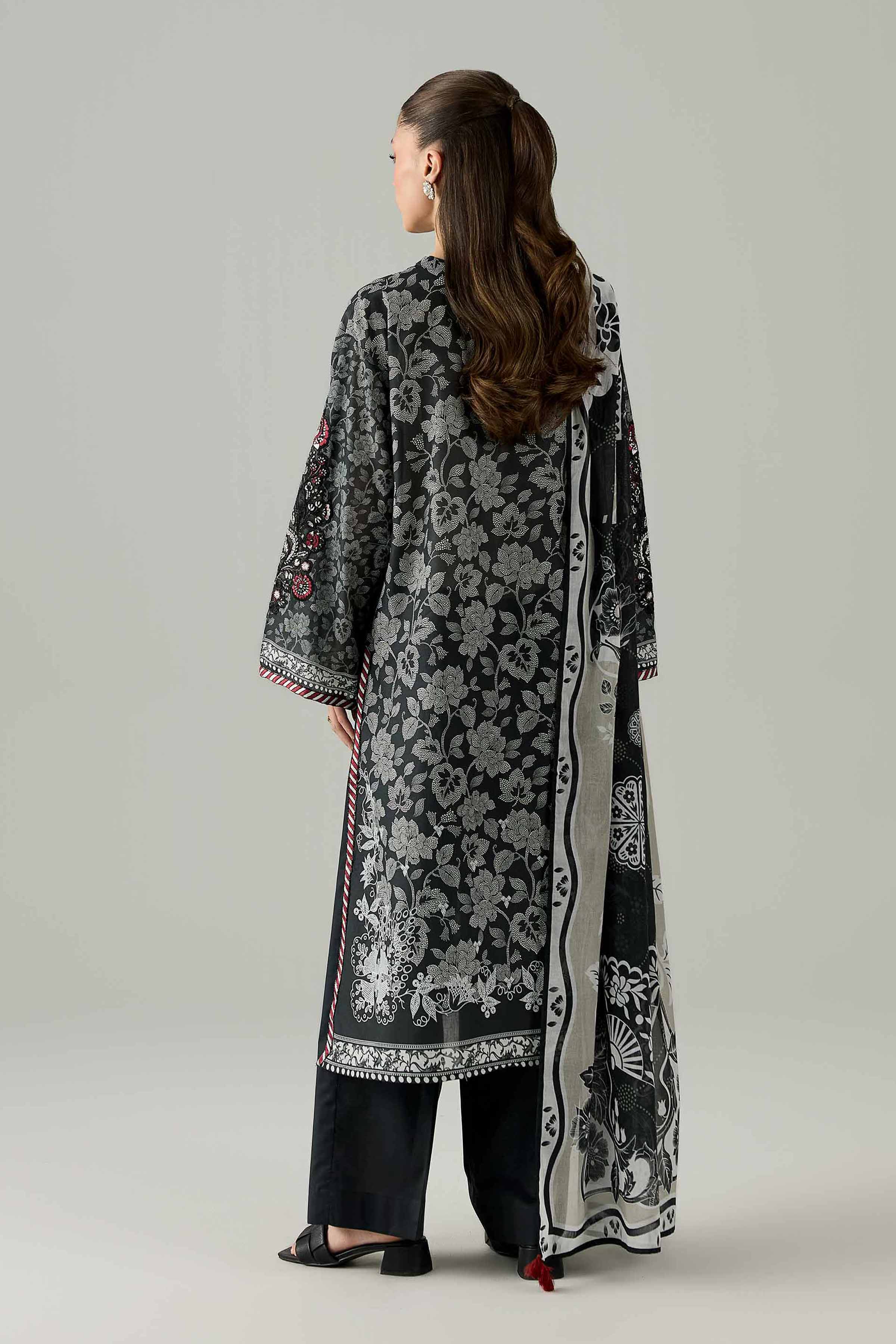 Nishat UK - Black Embroidered Lawn 3 Piece ready to wear Suit