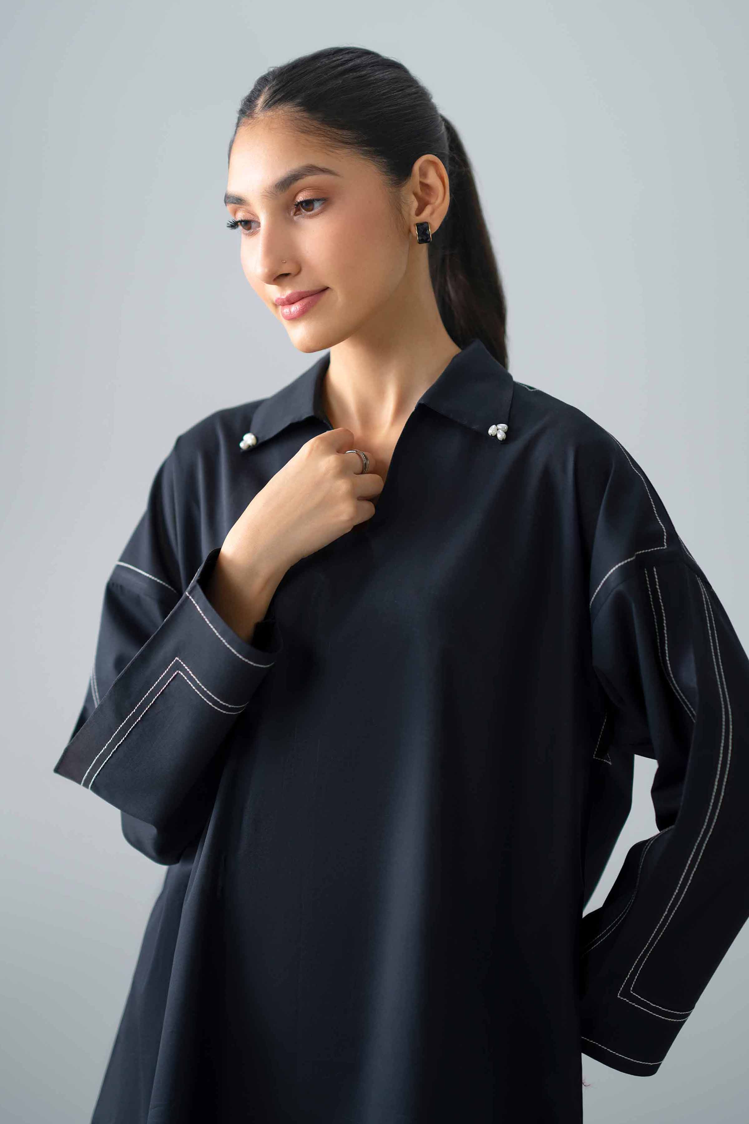 Nishat UK - Black Solids Cambric 2 Pieces ready to wear Dress