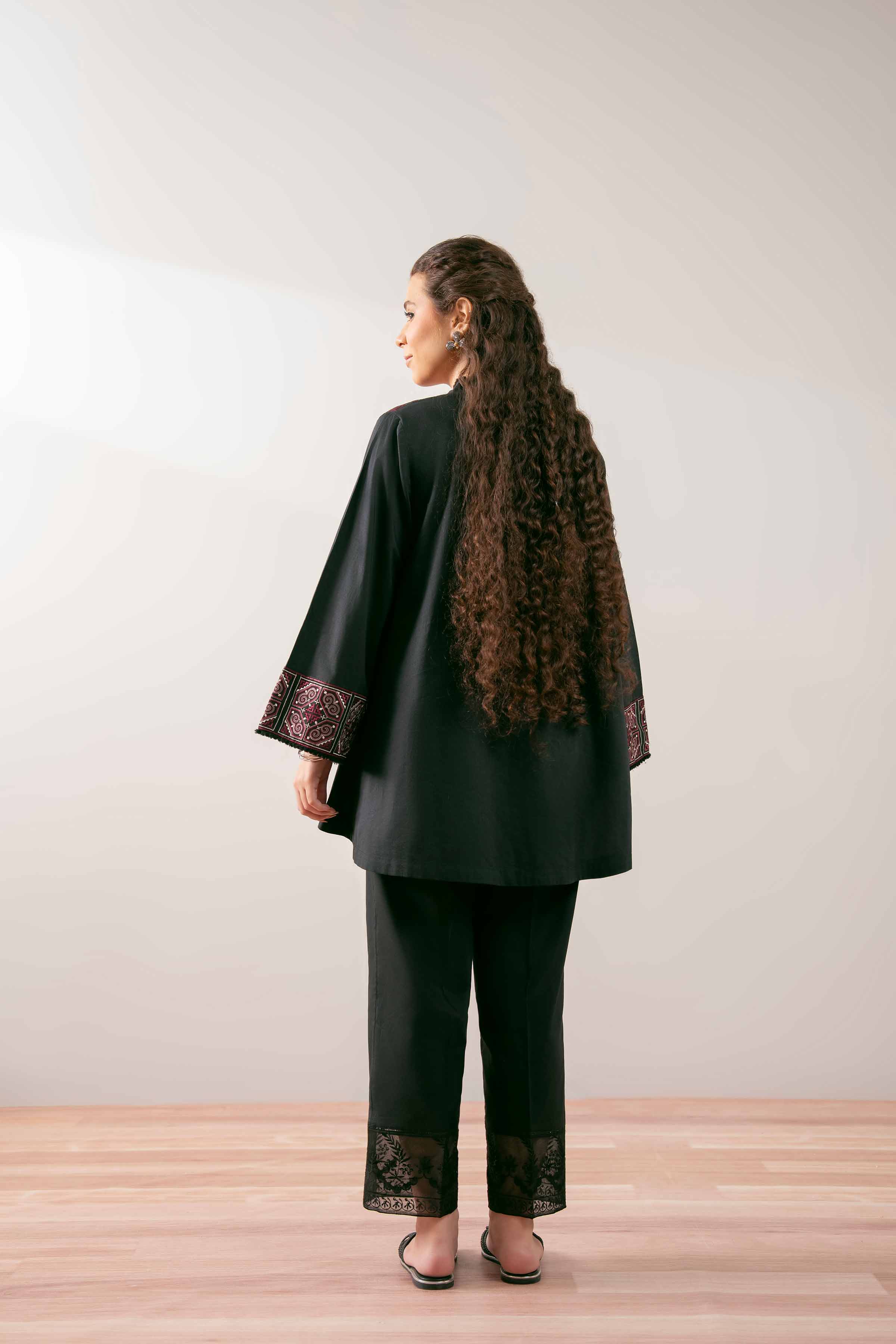 NishatUK - Black Embroidered Cambric 1-piece ready to wear Tunic