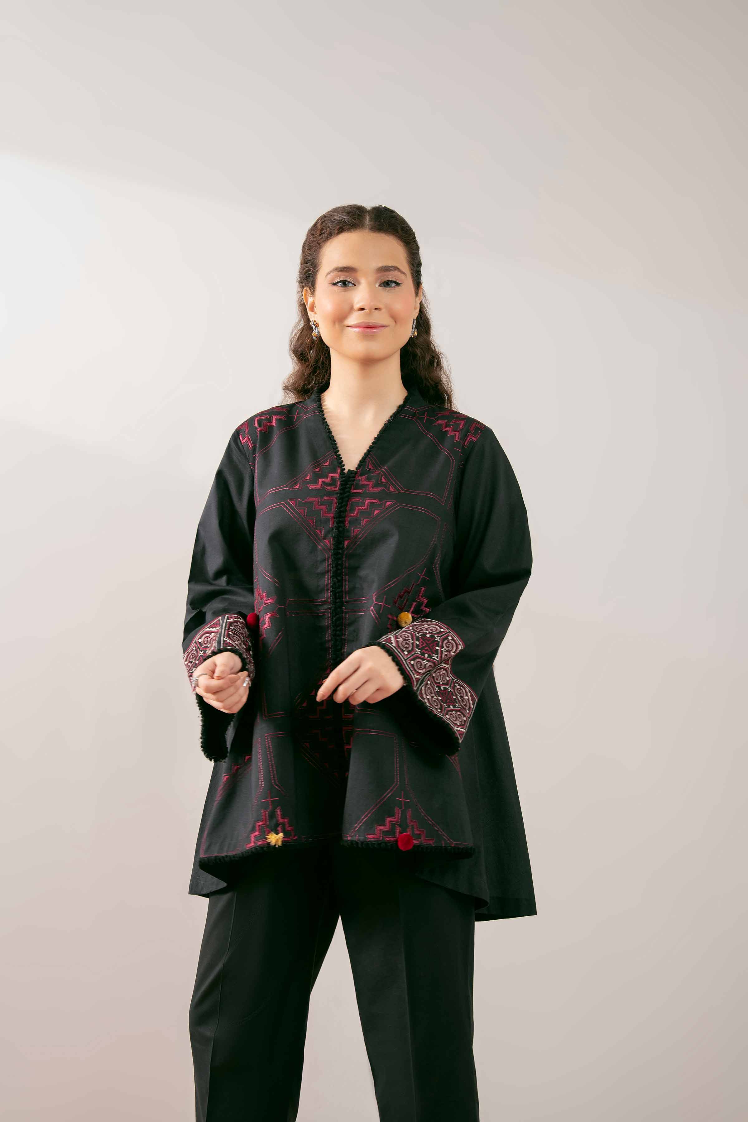 NishatUK - Black Embroidered Cambric 1-piece ready to wear Tunic
